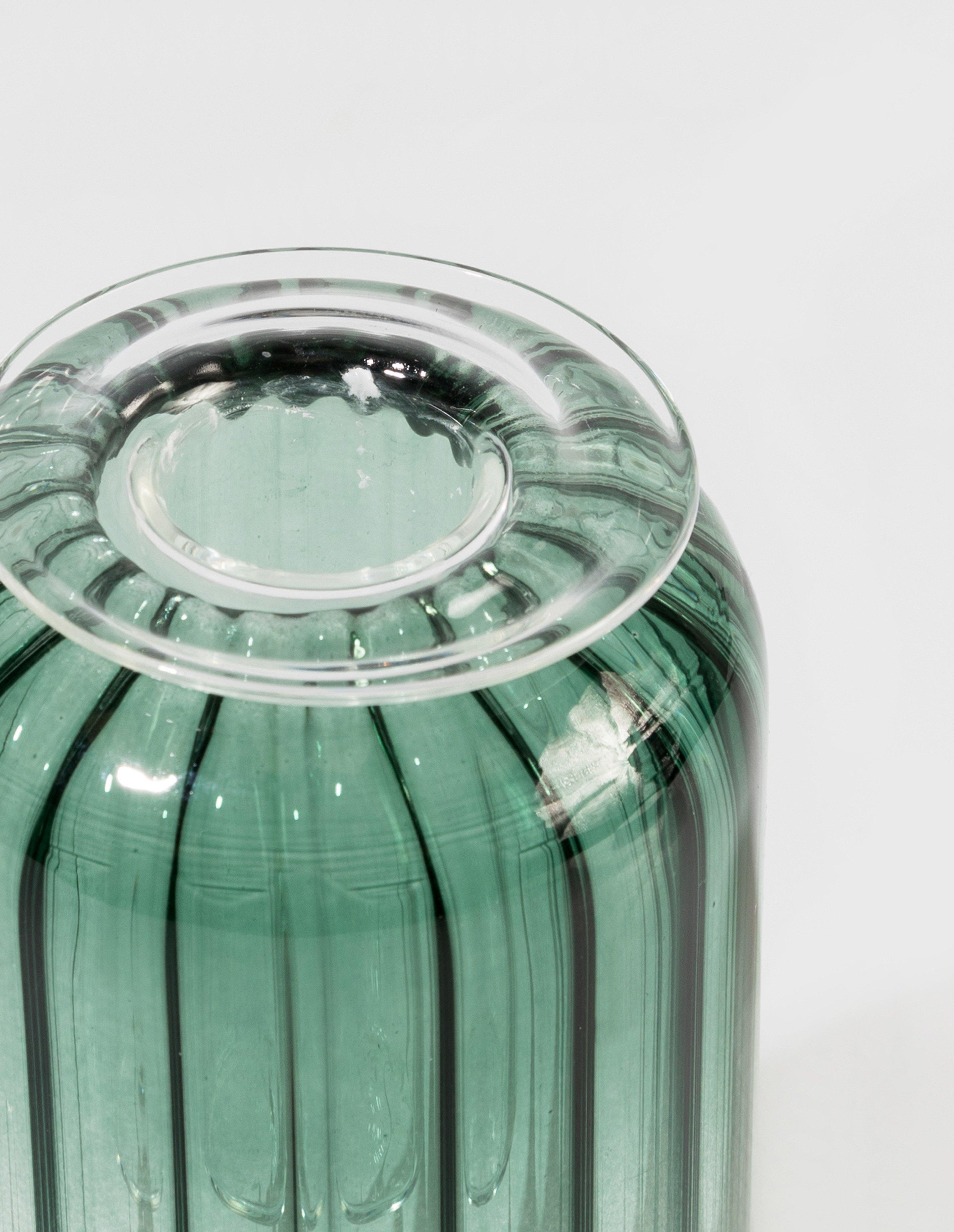 Ribbed Glass Handle Holder -  teal