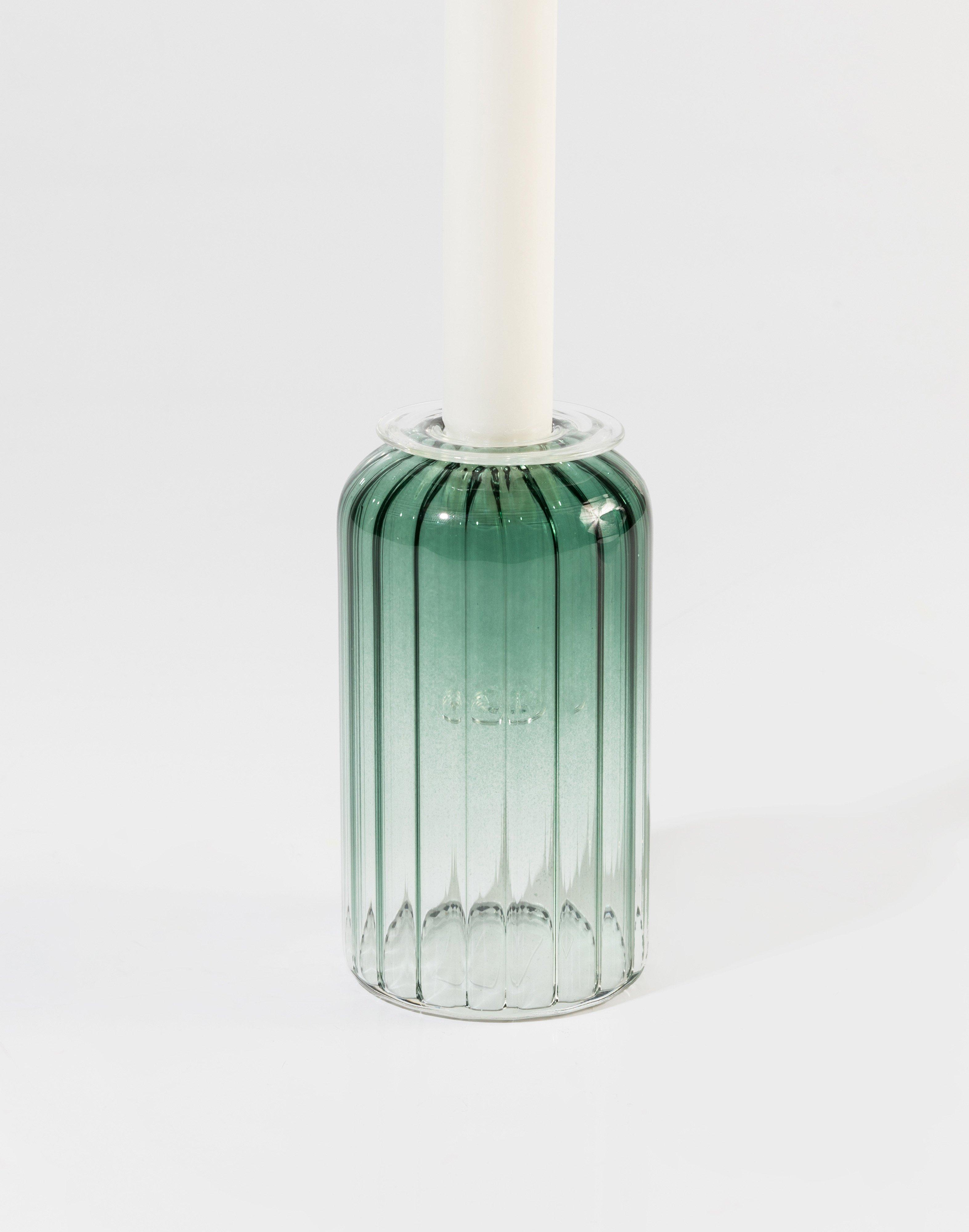 Ribbed Glass Handle Holder -  teal