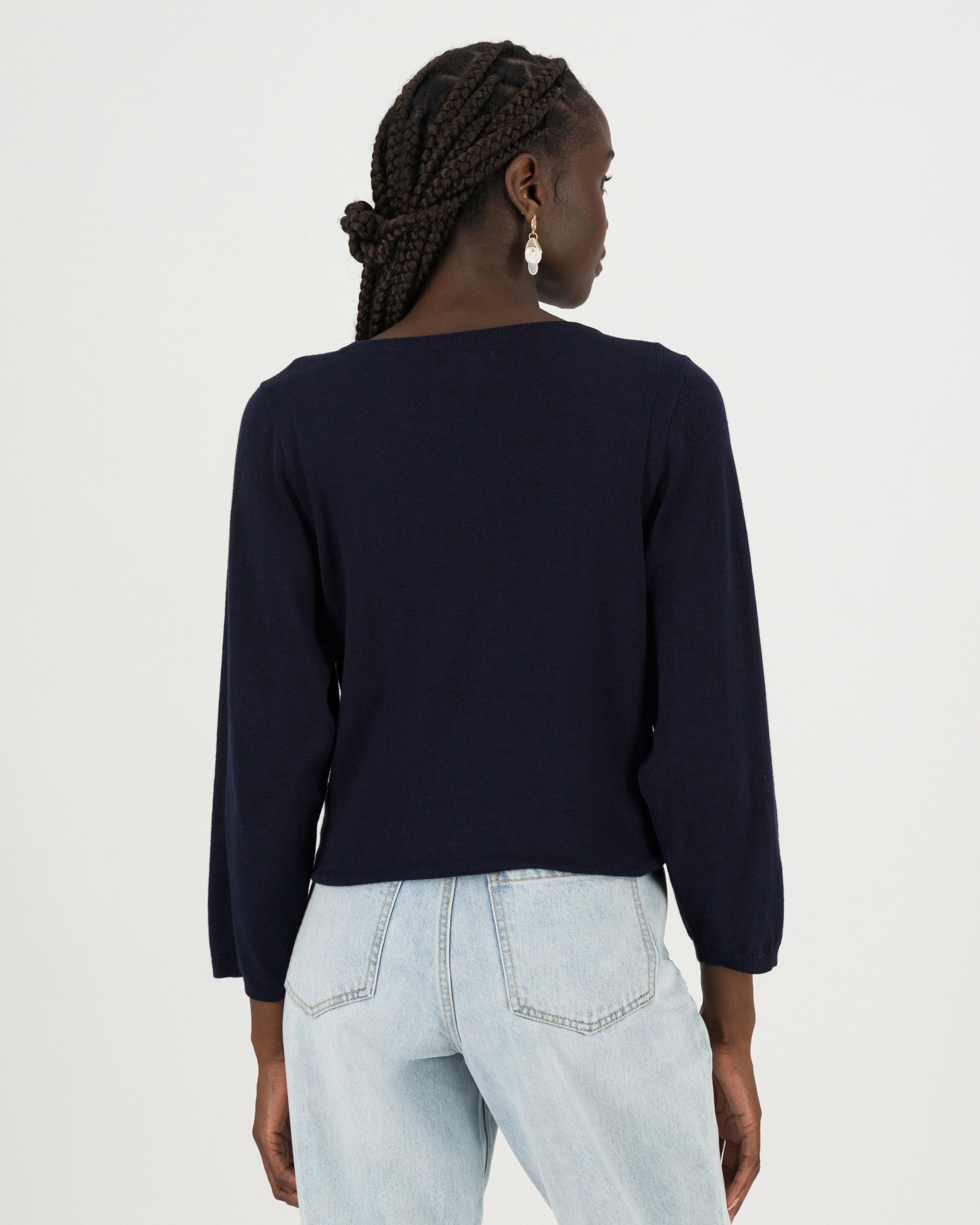 Alba Linen Pullover -  navy