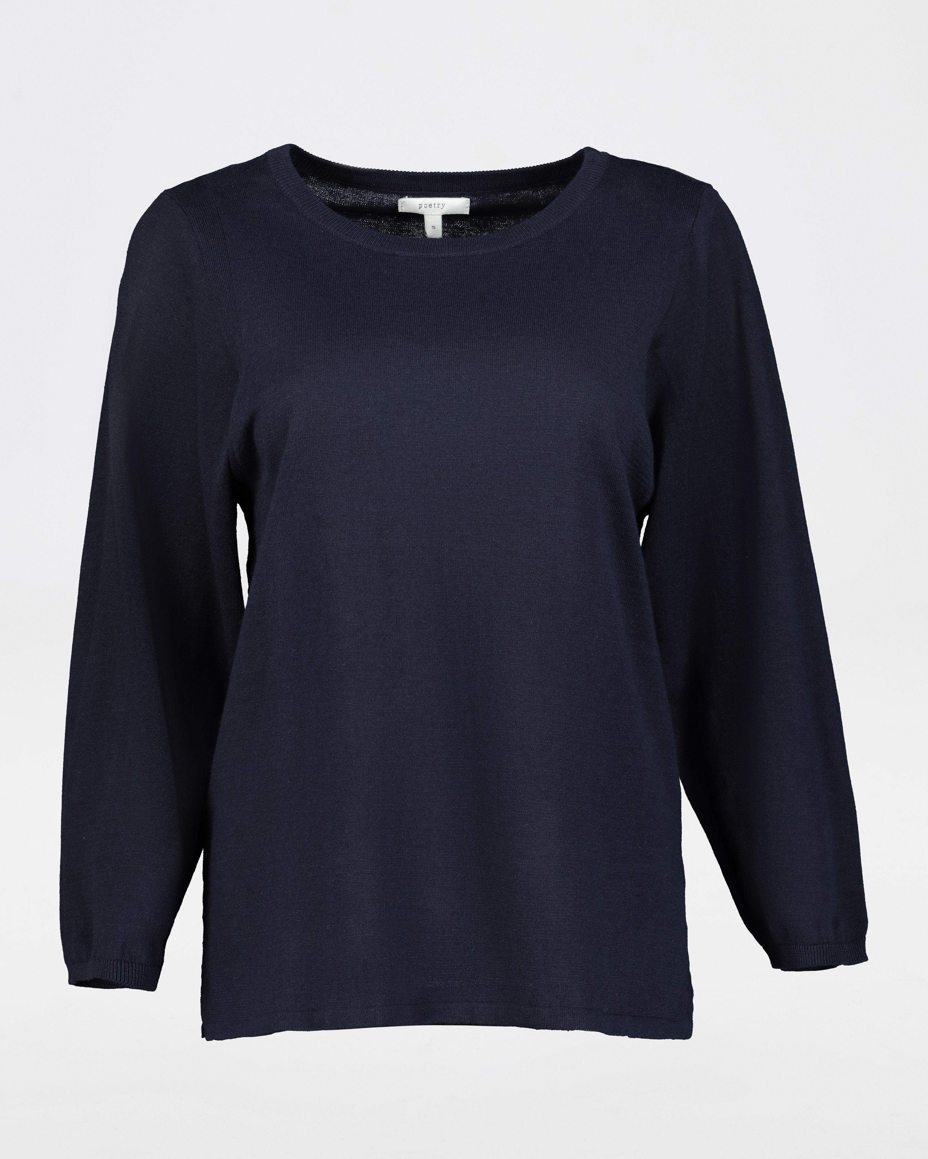 Alba Linen Pullover -  navy