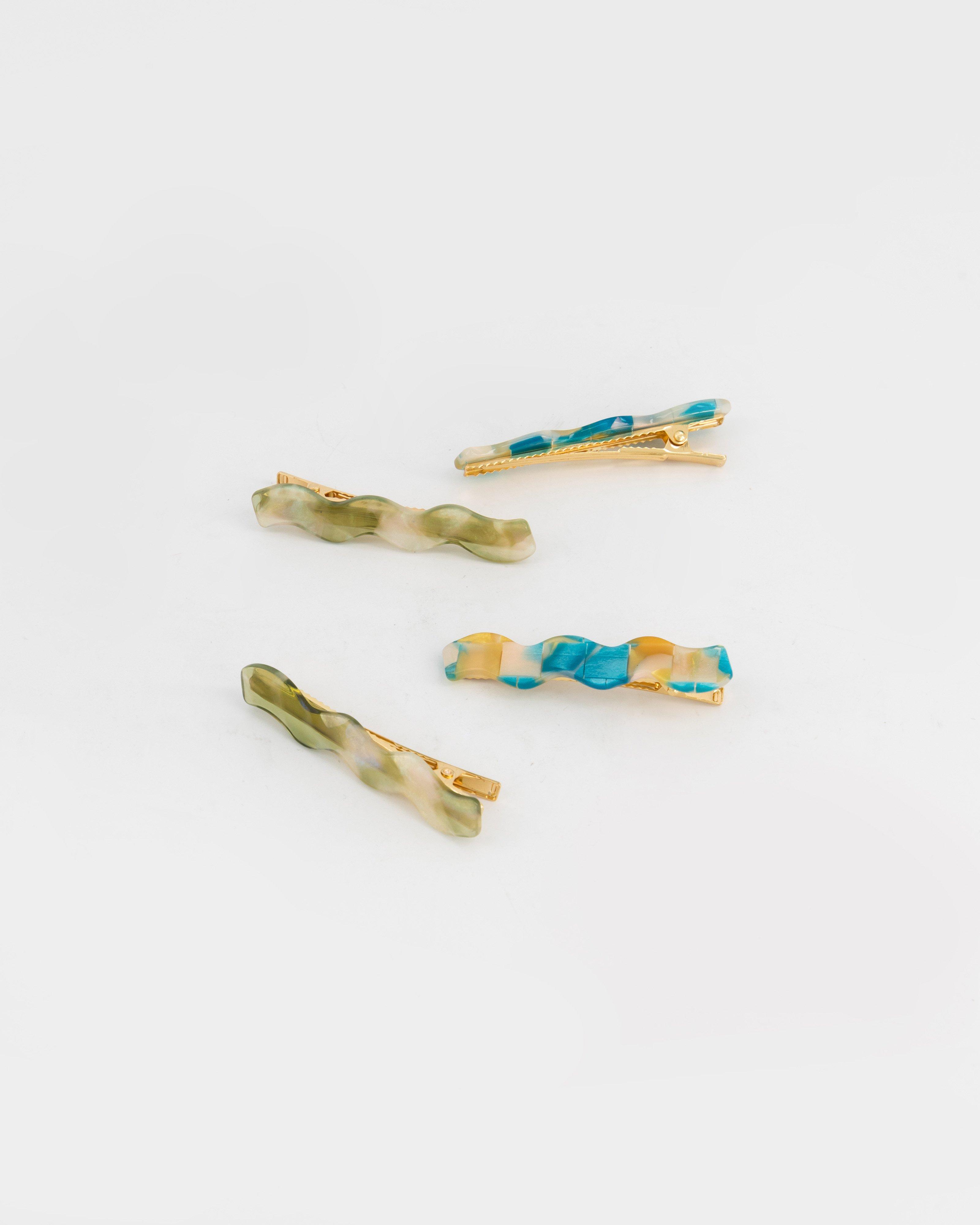 4-Pack Mami Mottled Resin Hair Clips -  assorted