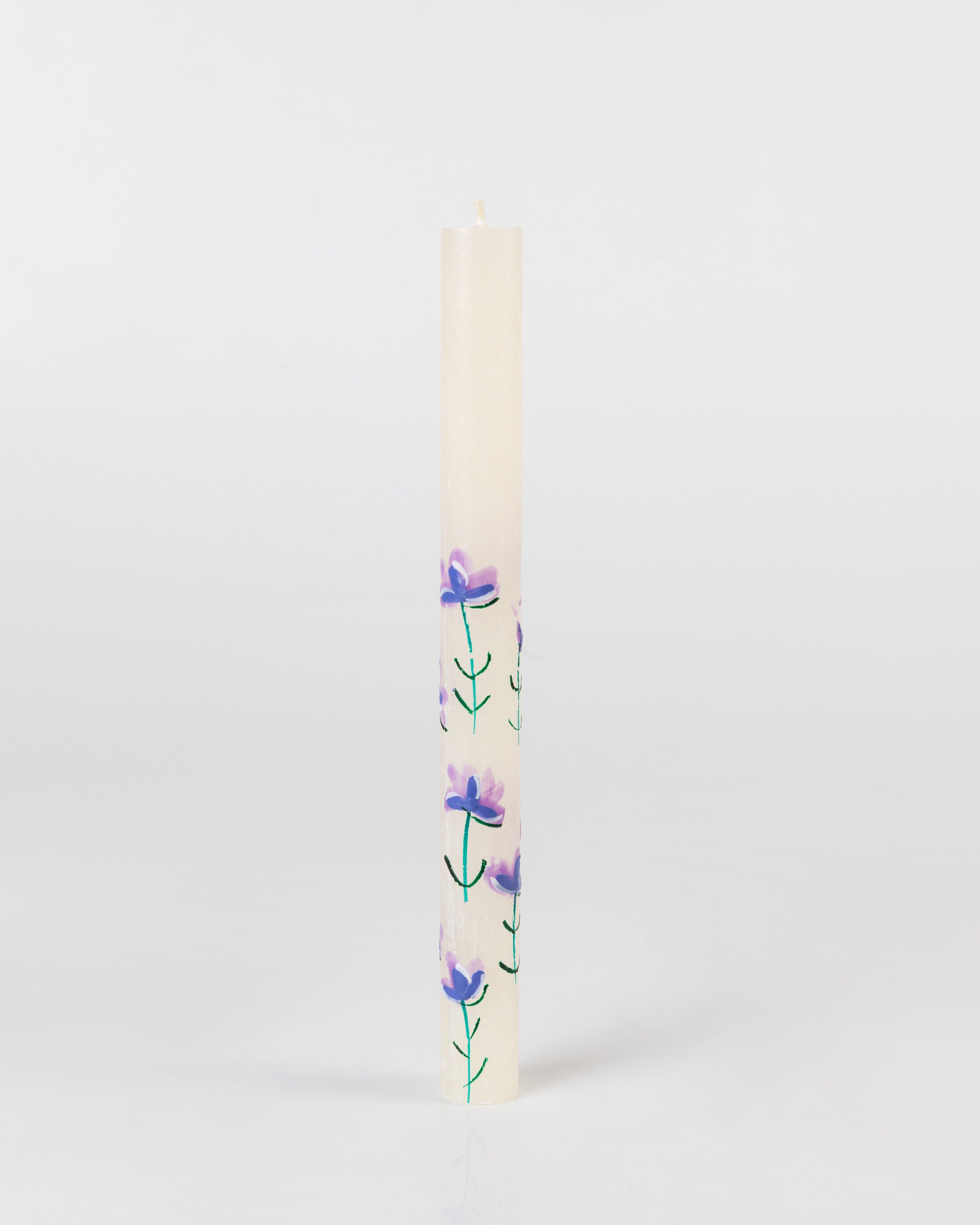 Hand Painted Milk Floral Candle -  milk