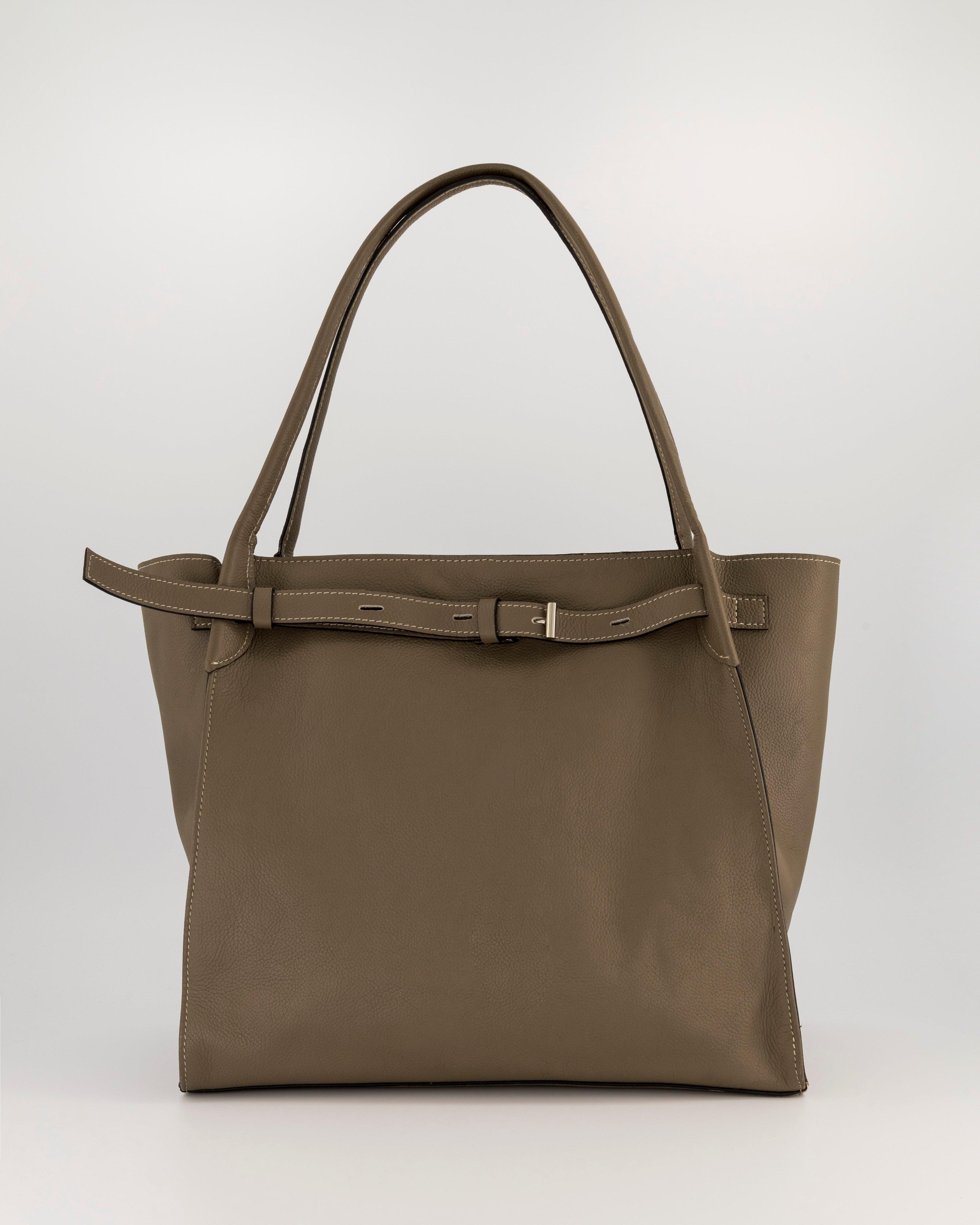 Uma Leather Shopper Bag -  olive