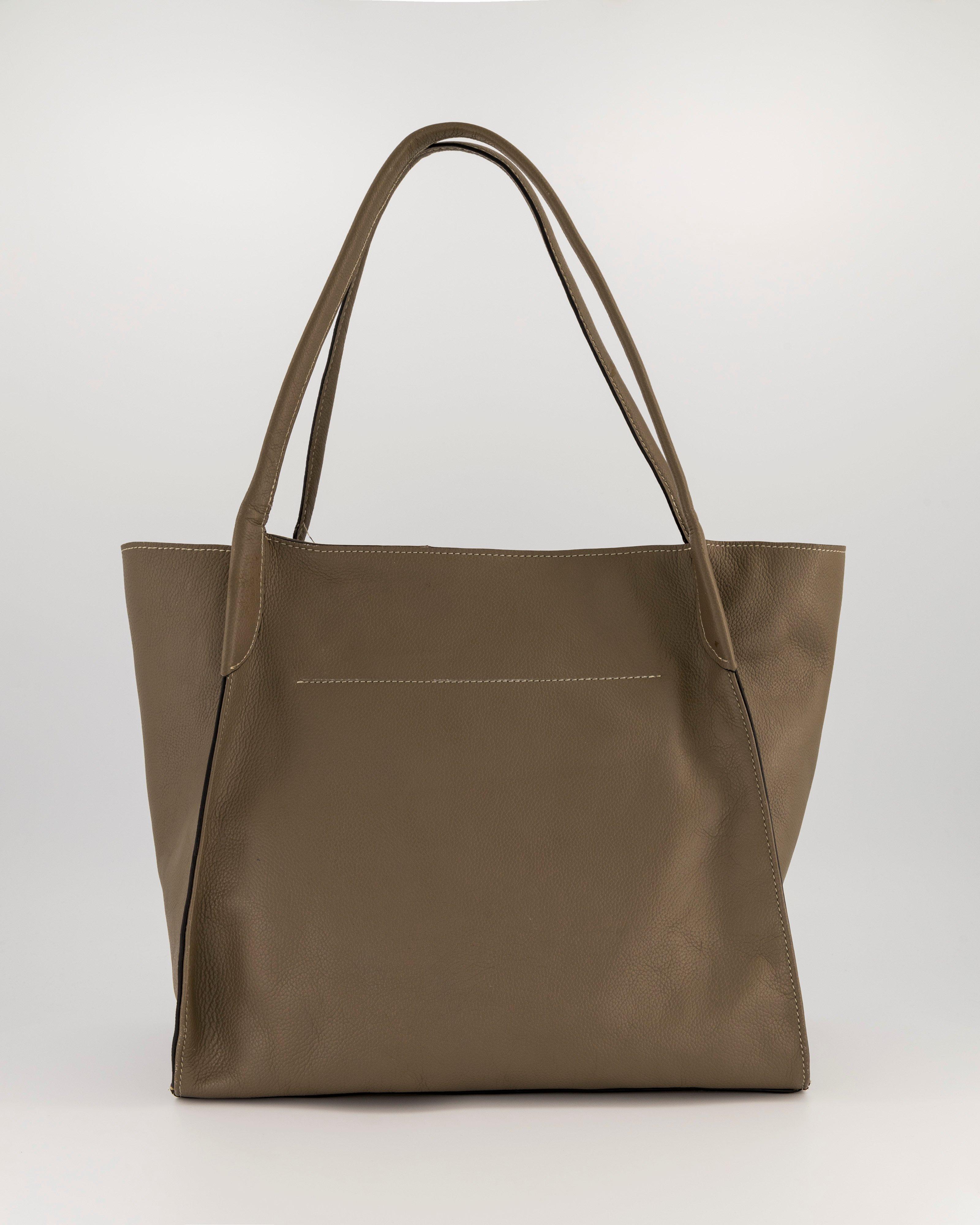 Uma Leather Shopper Bag -  olive