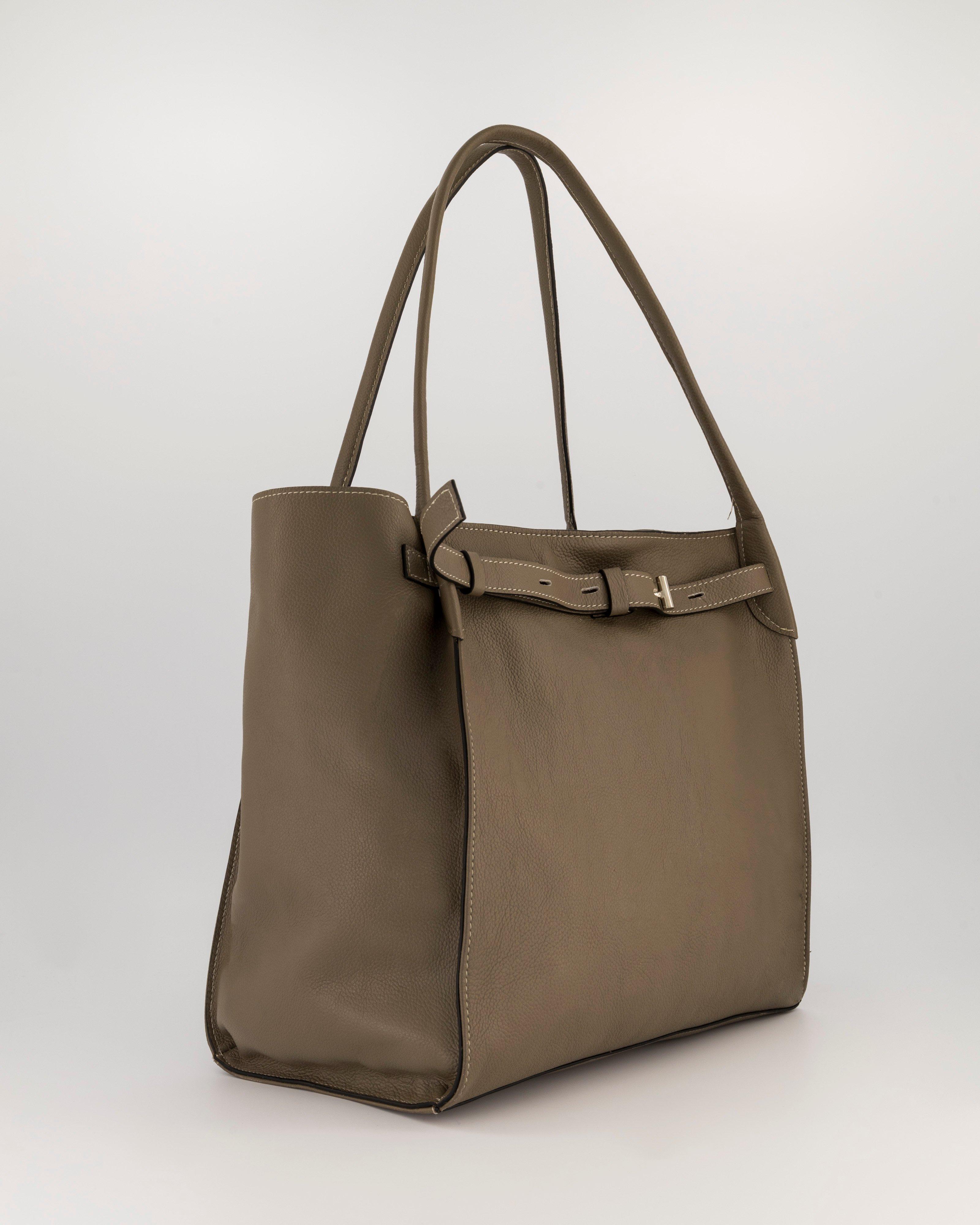 Uma Leather Shopper Bag -  olive