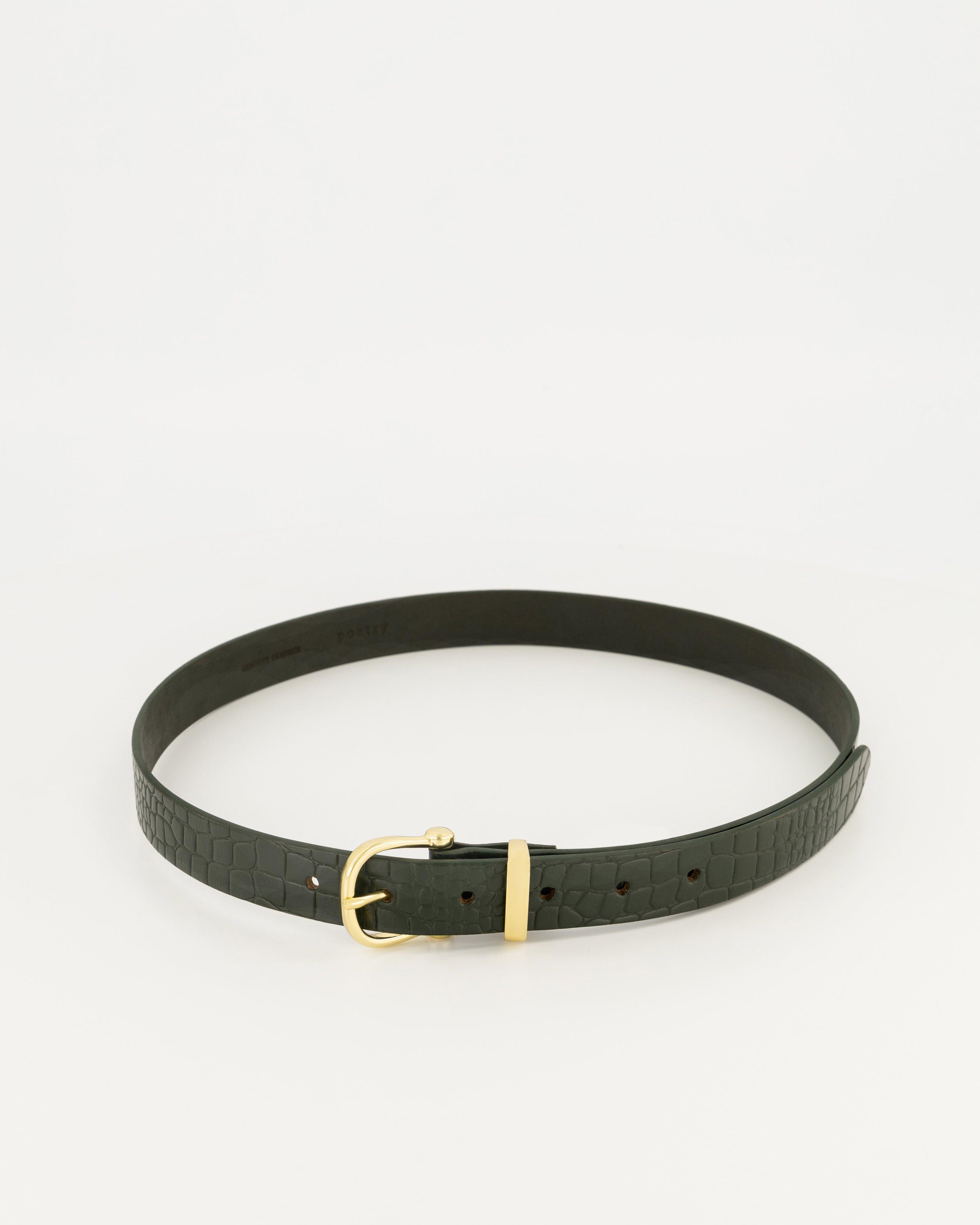 Brooklyn Croc Belt -  emerald