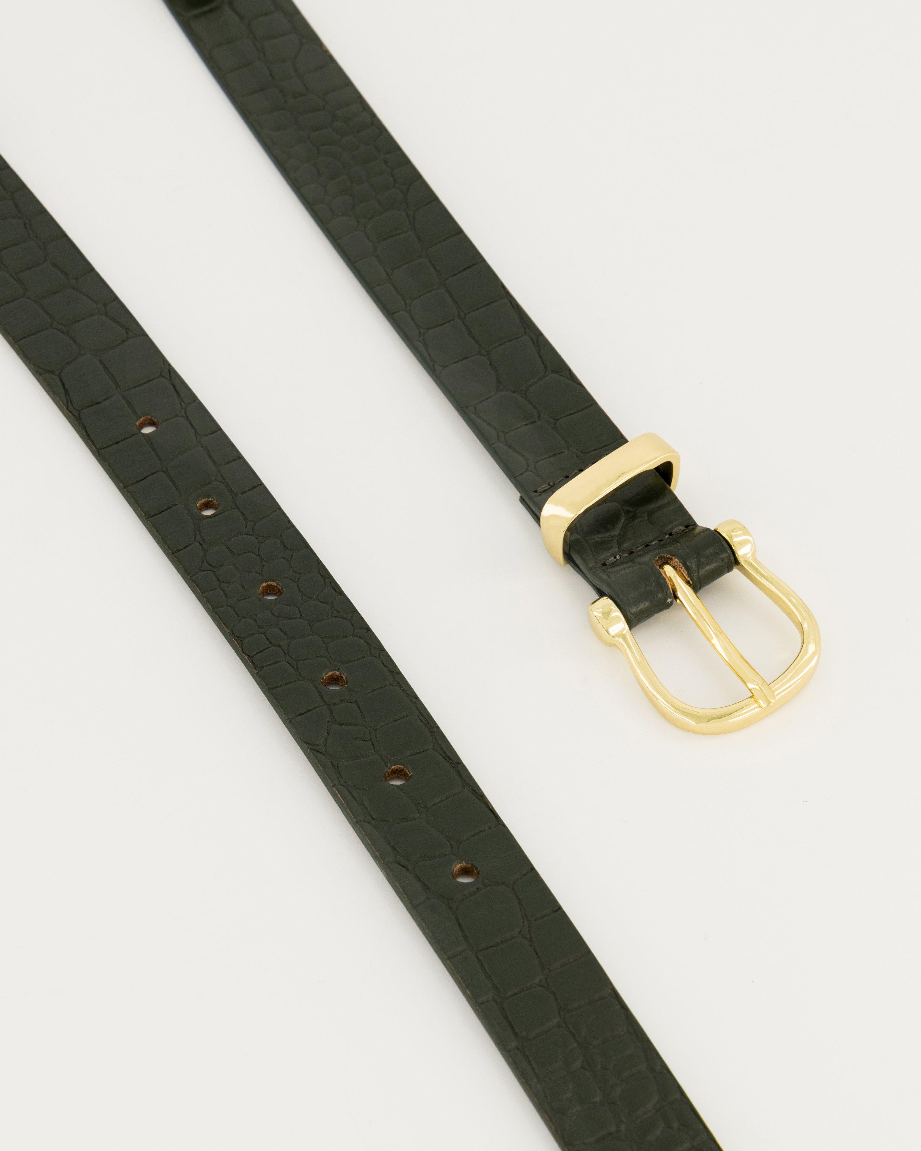 Brooklyn Croc Belt -  emerald