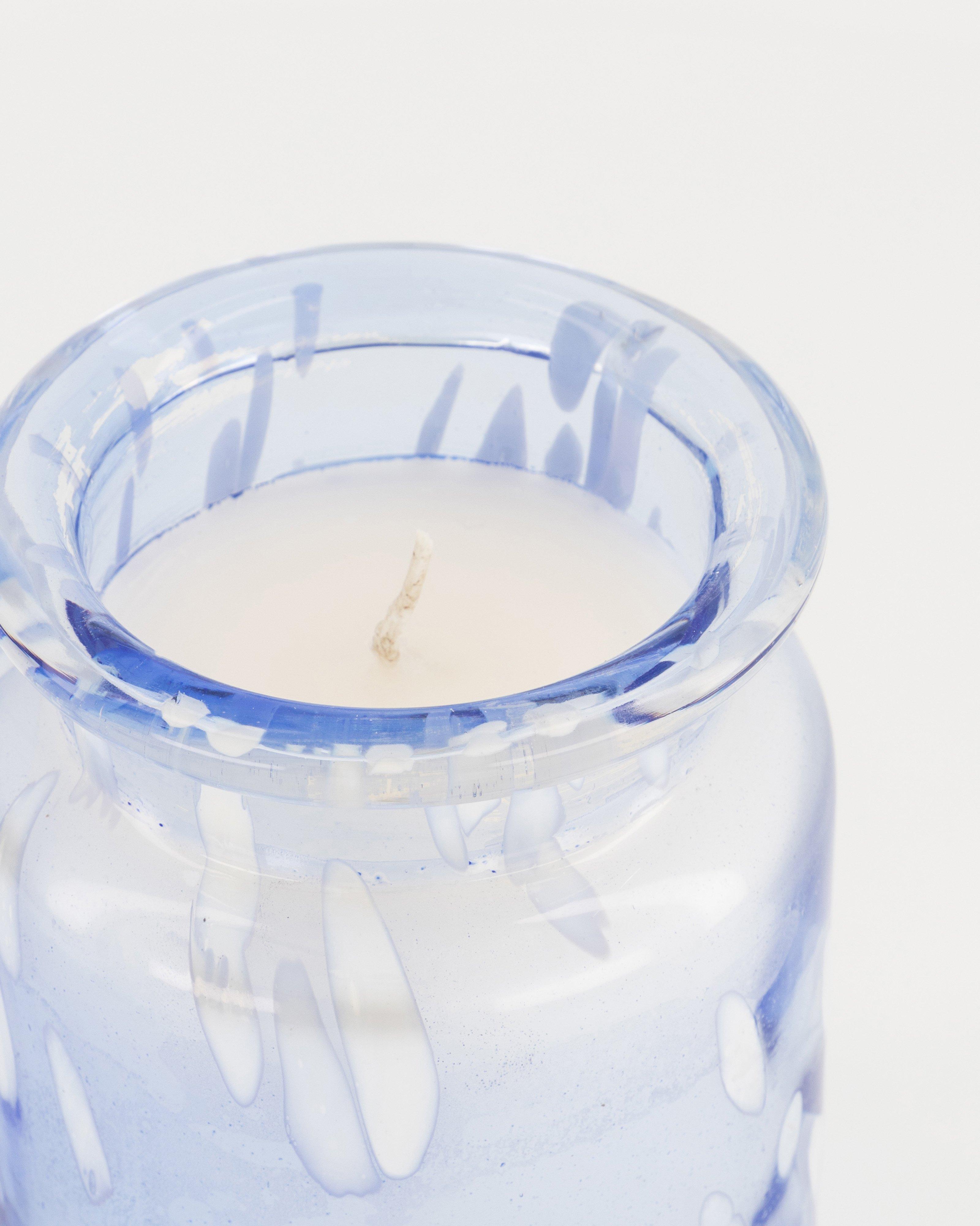 Dappled Light Glass Candle 650gr -  lightblue