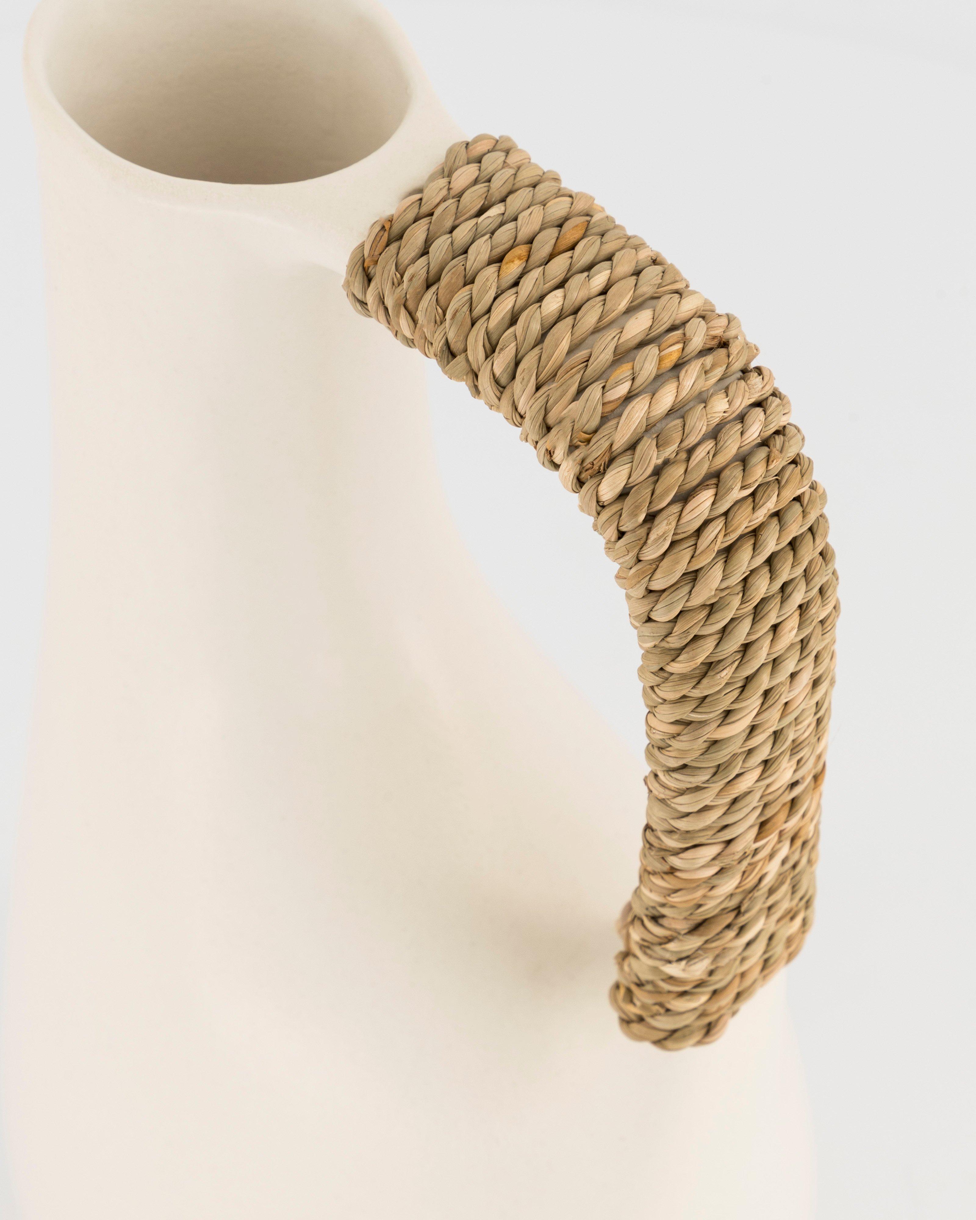 Abstract Jug with Woven Handle -  bone