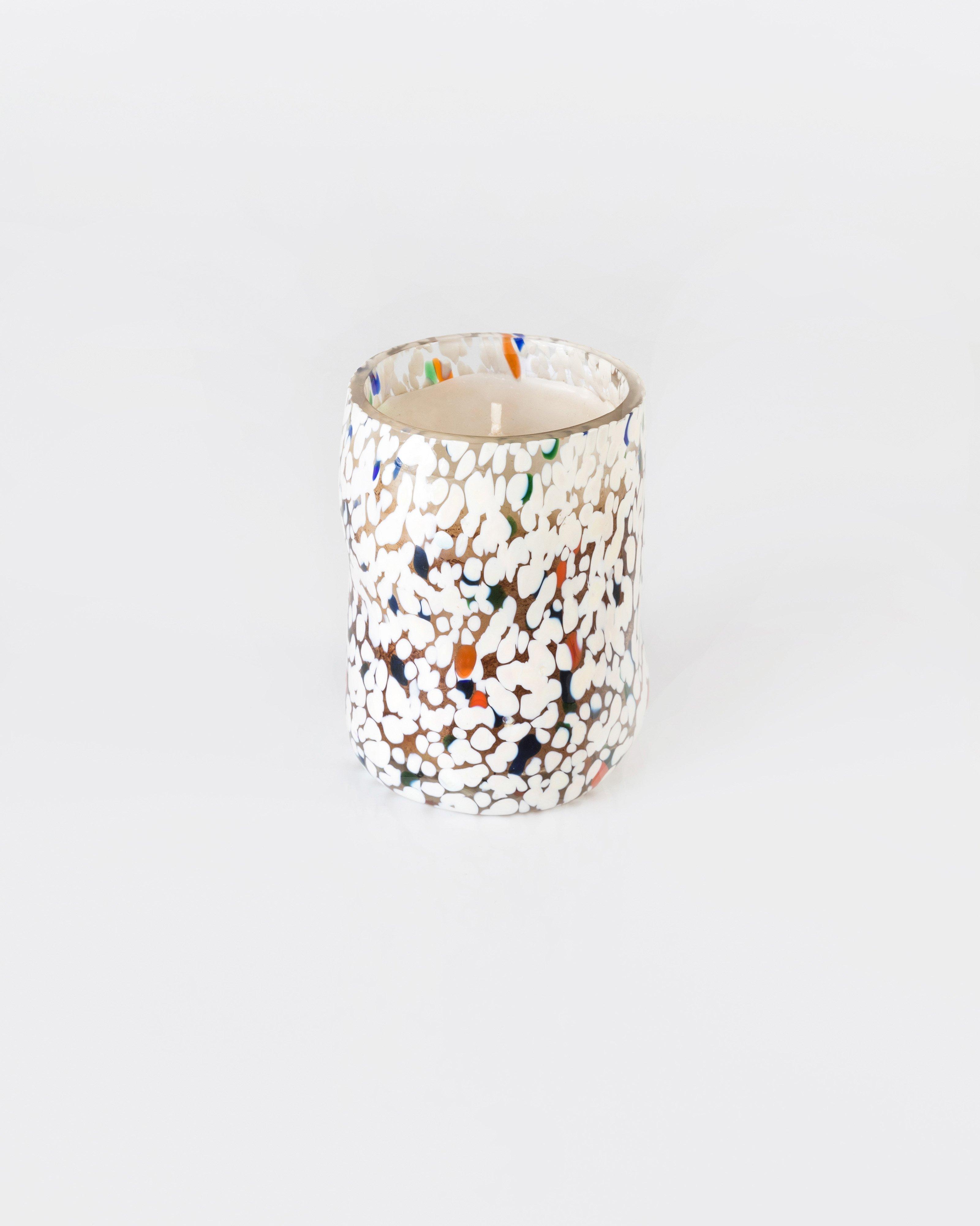 Wobbly Speckled Glass Candle 400gr -  assorted