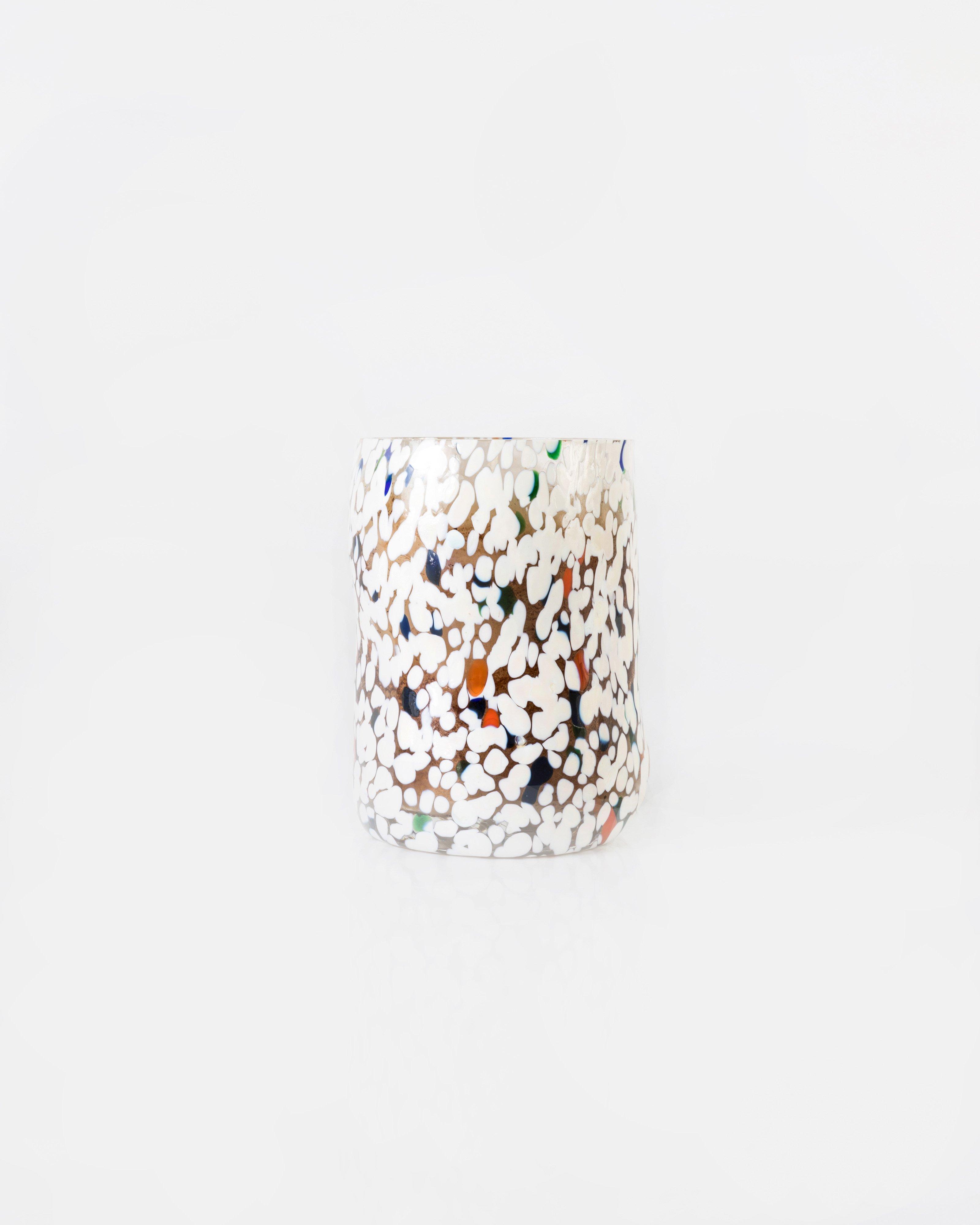 Wobbly Speckled Glass Candle 400gr -  assorted