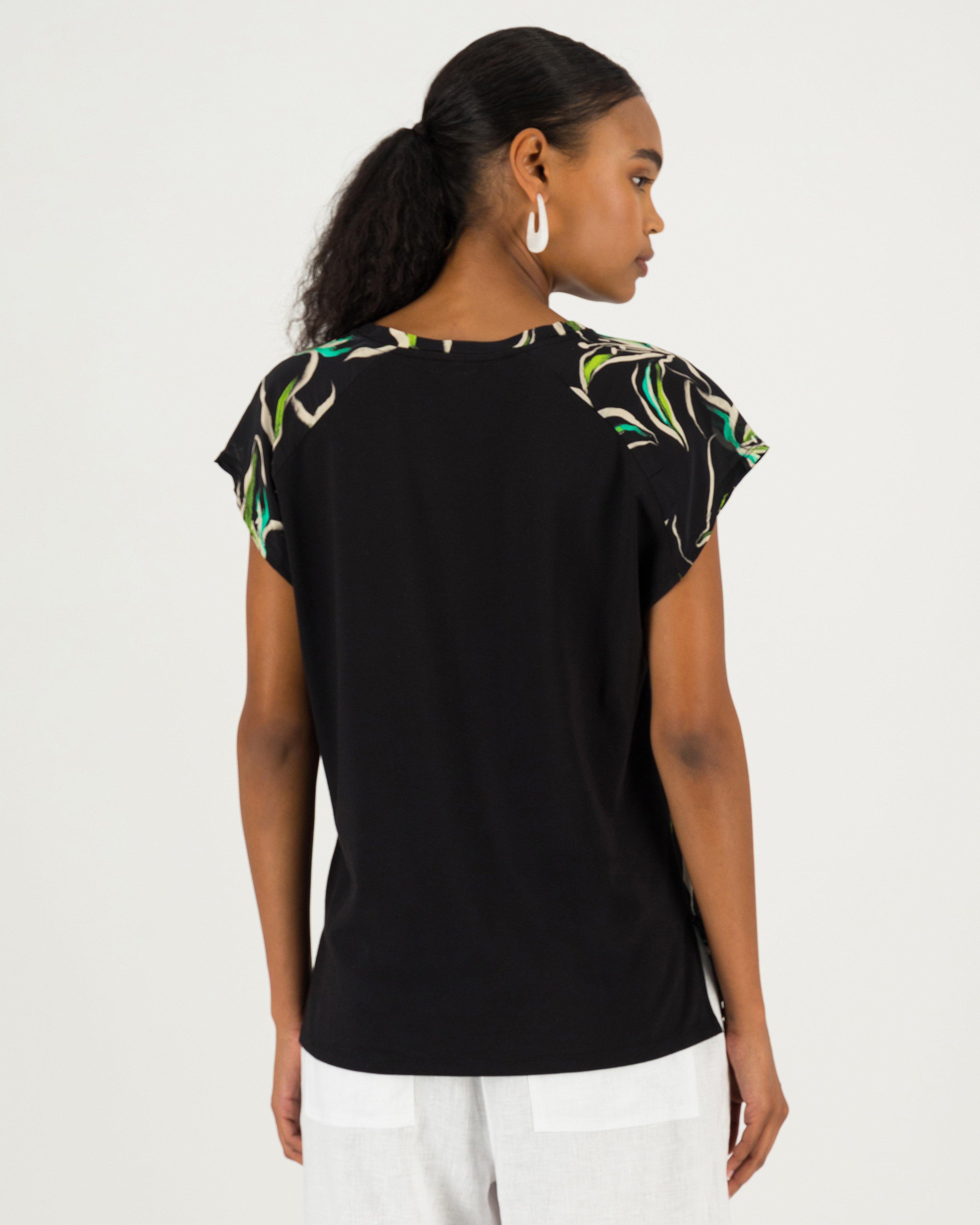 Izzie Mixed Media T-Shirt -  black