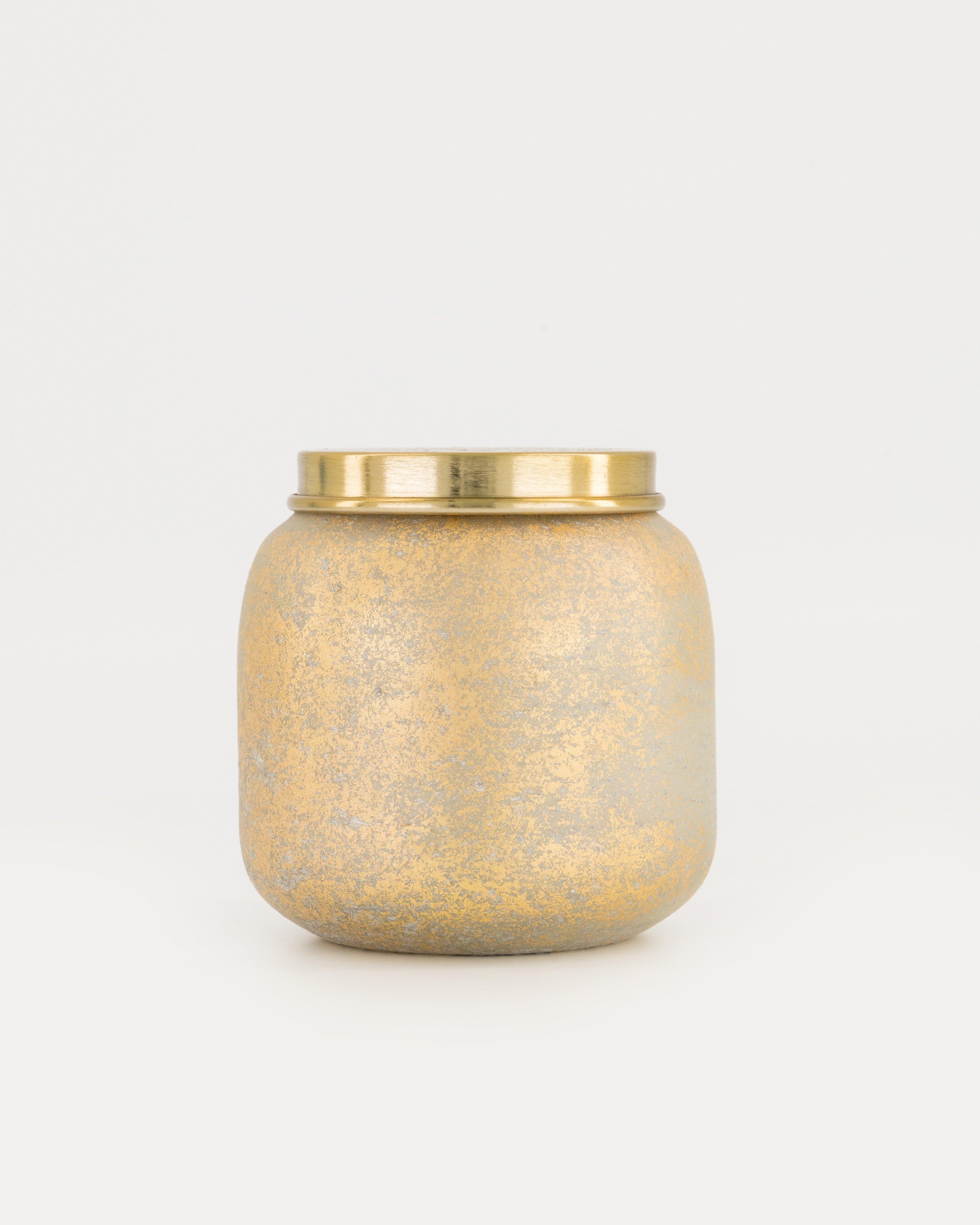 Gold Engraved Glass Candle -  gold