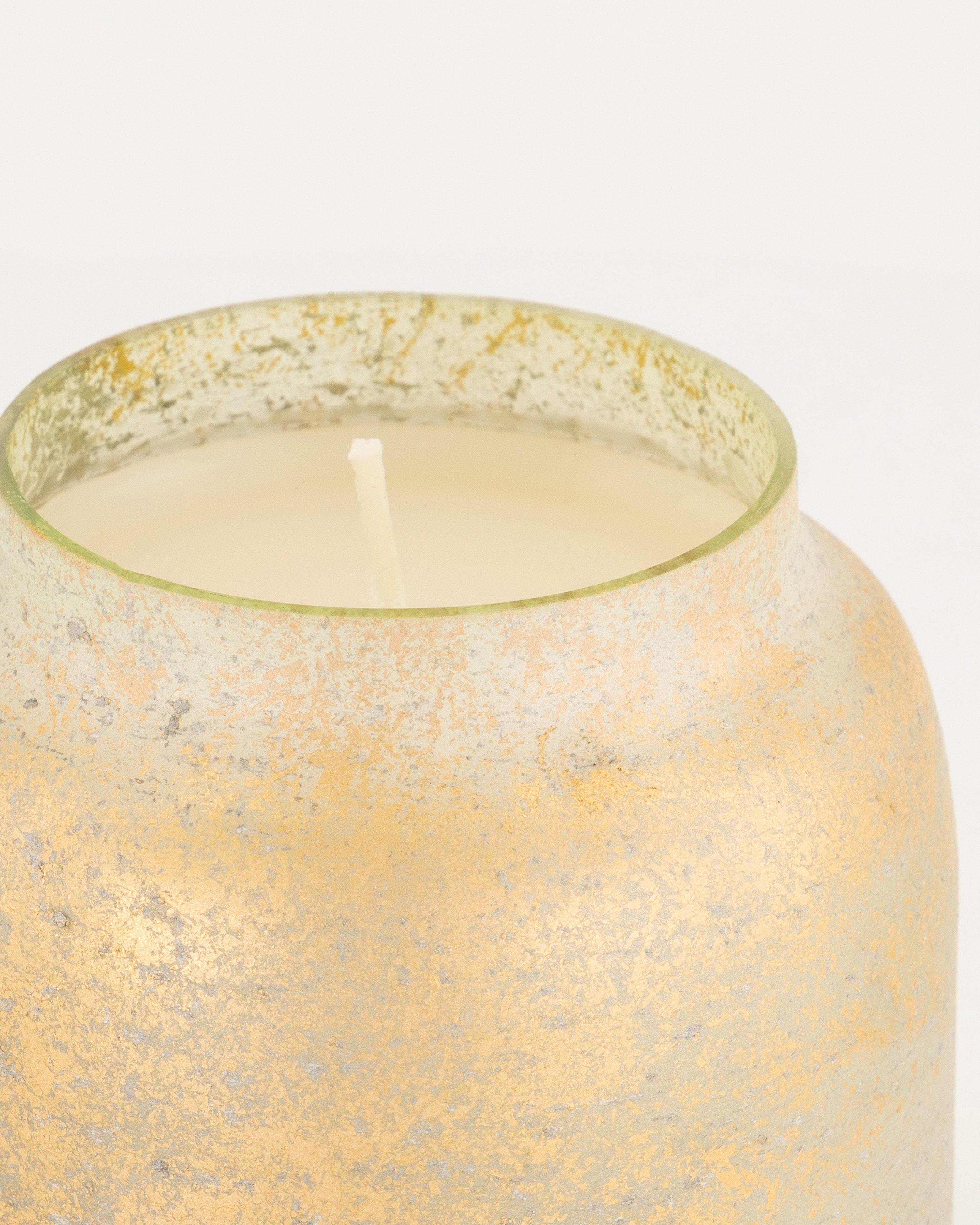 Gold Engraved Glass Candle -  gold