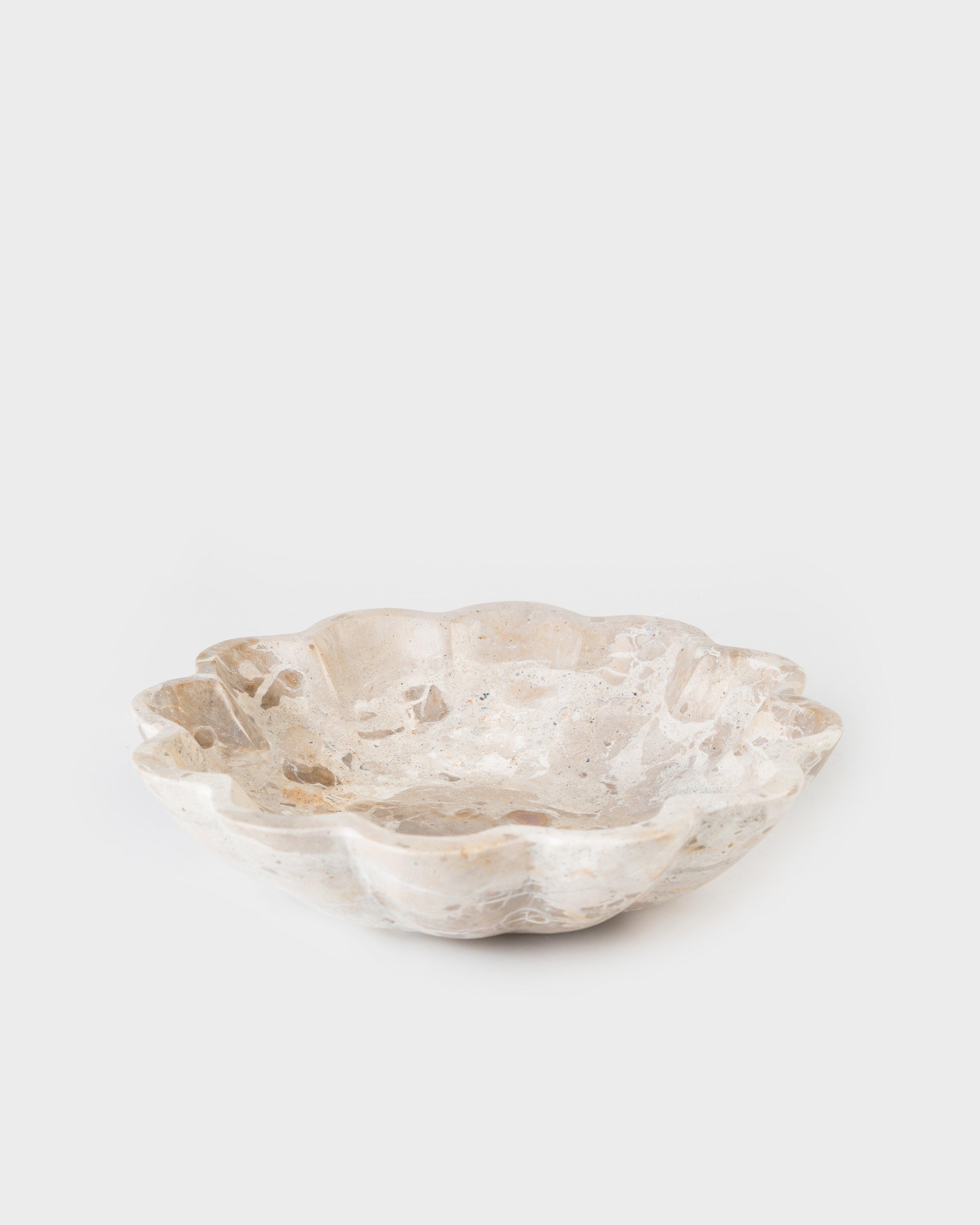 Taupe Marble Scalloped Trinket Dish Small -  taupe