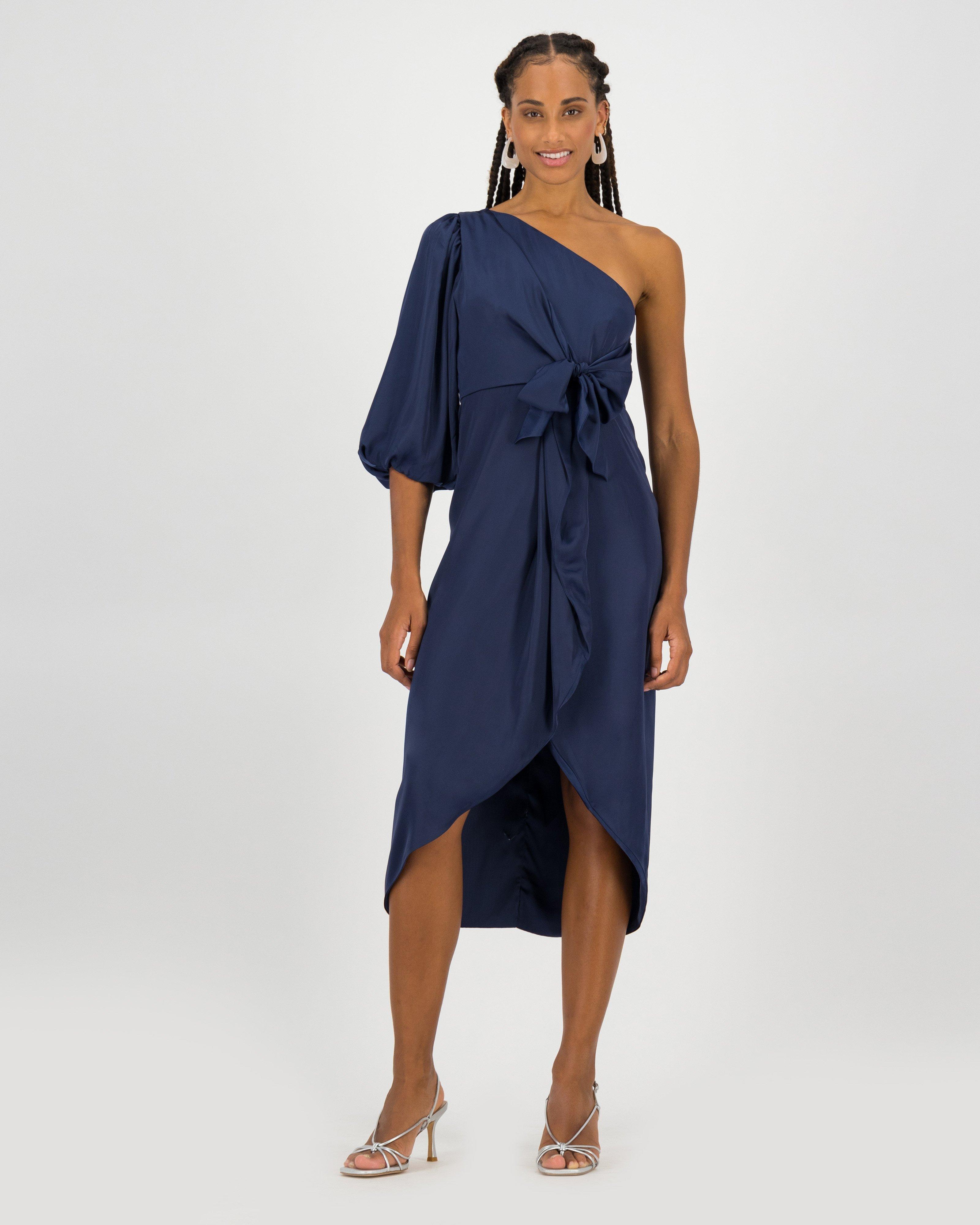 Poetry Sloan One Shoulder Sateen Dress -  navy