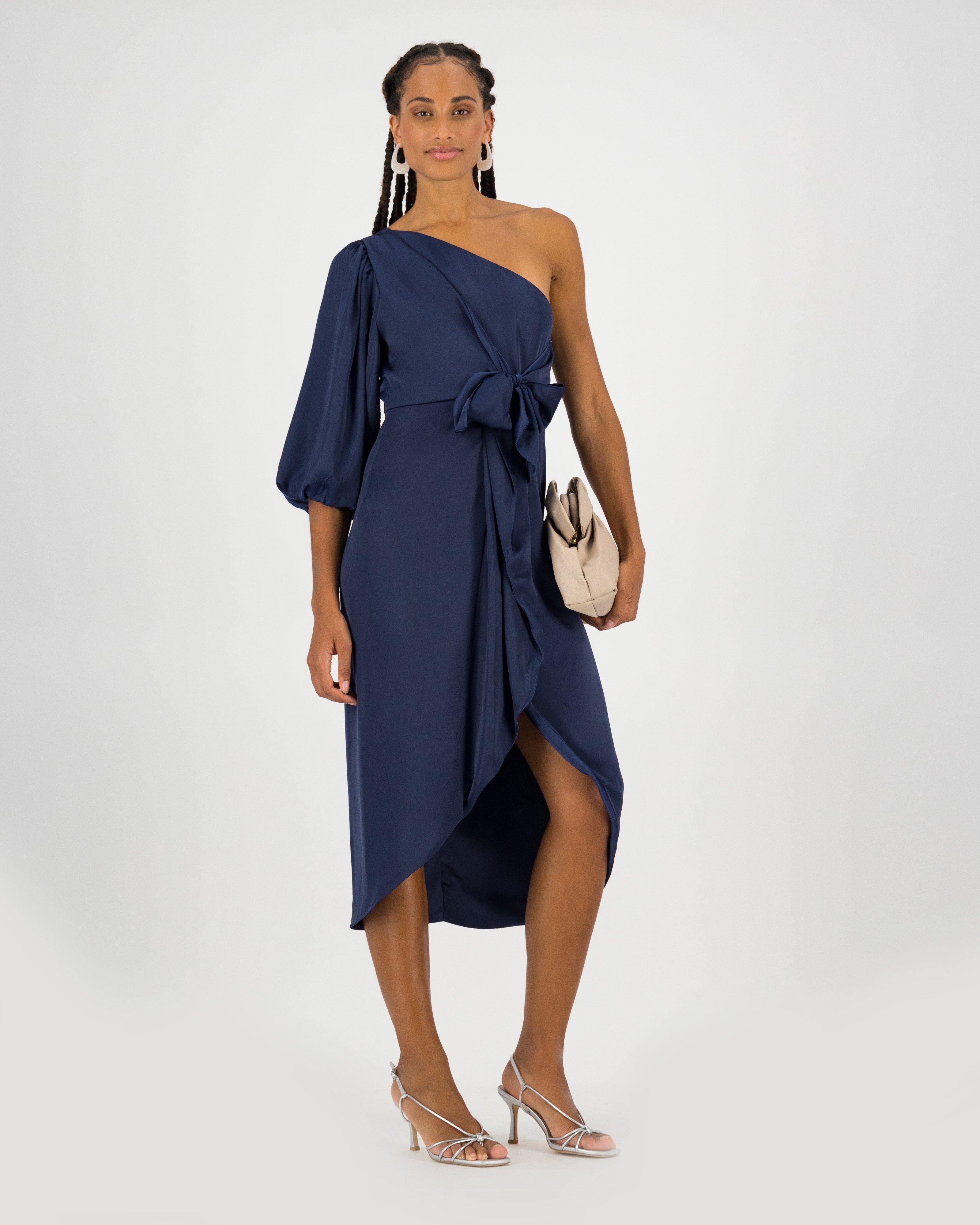 Poetry Sloan One Shoulder Sateen Dress -  navy