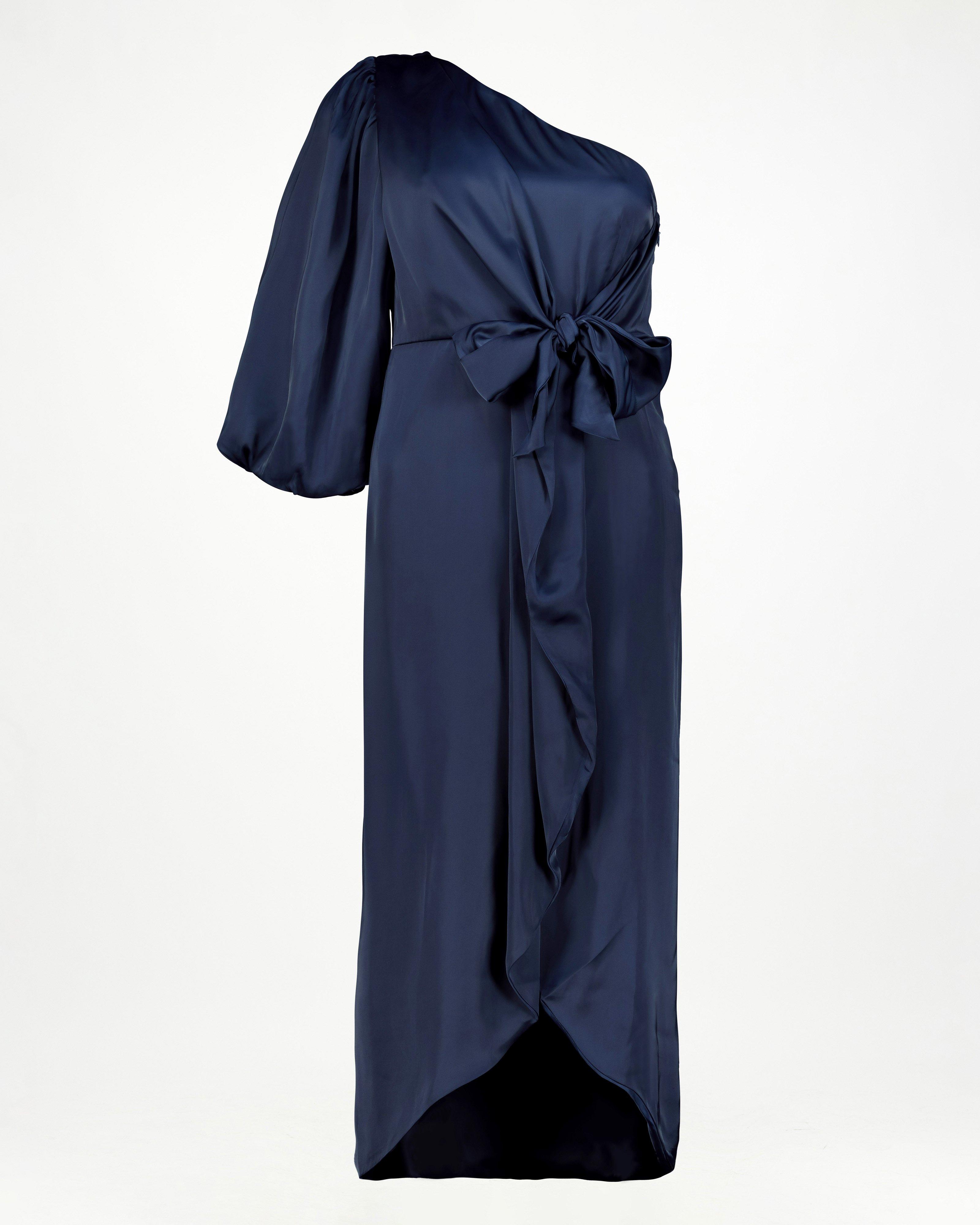 Poetry Sloan One Shoulder Sateen Dress -  navy