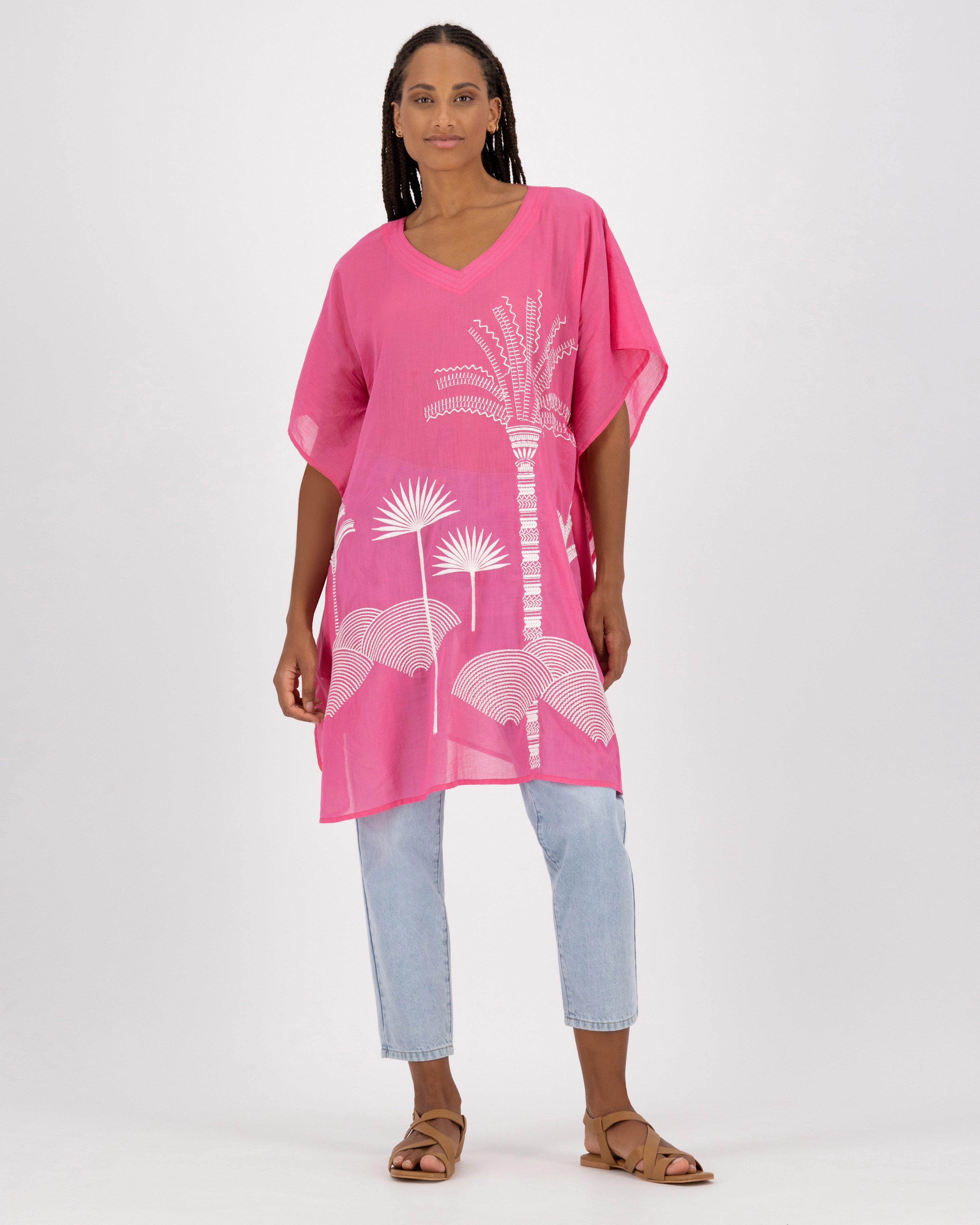 Matilda Embroidered Kaftan -  pink