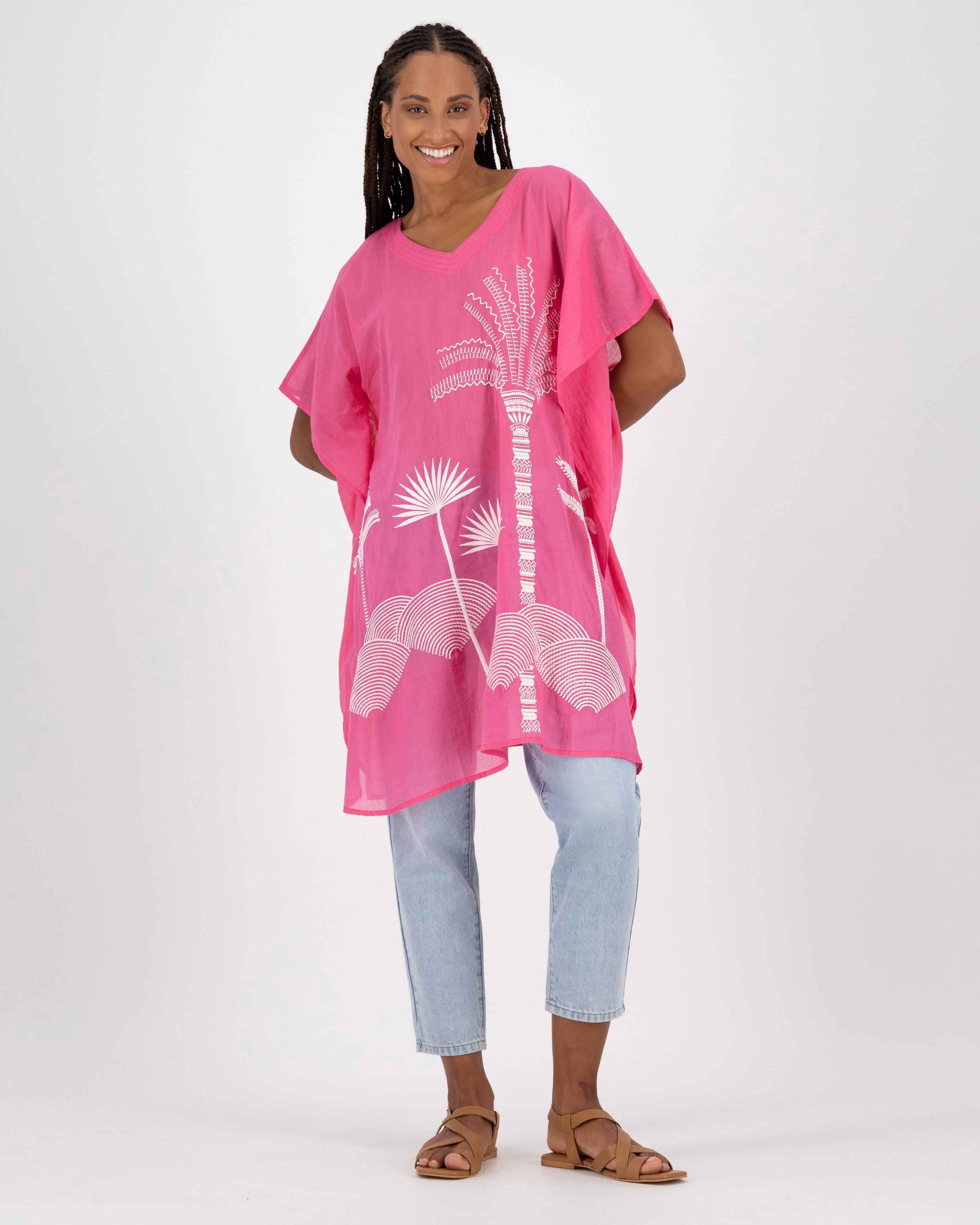 Matilda Embroidered Kaftan -  pink