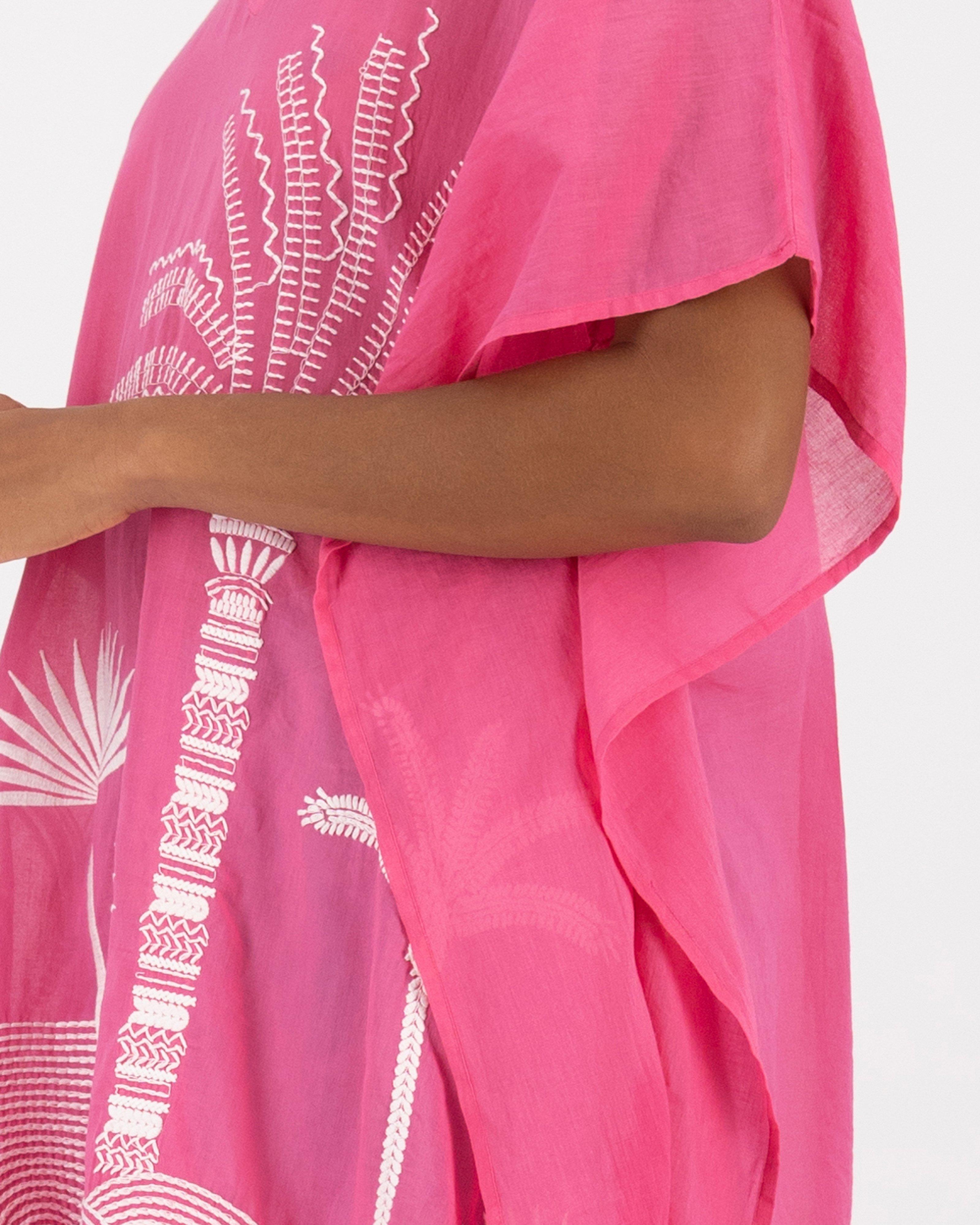 Matilda Embroidered Kaftan -  pink