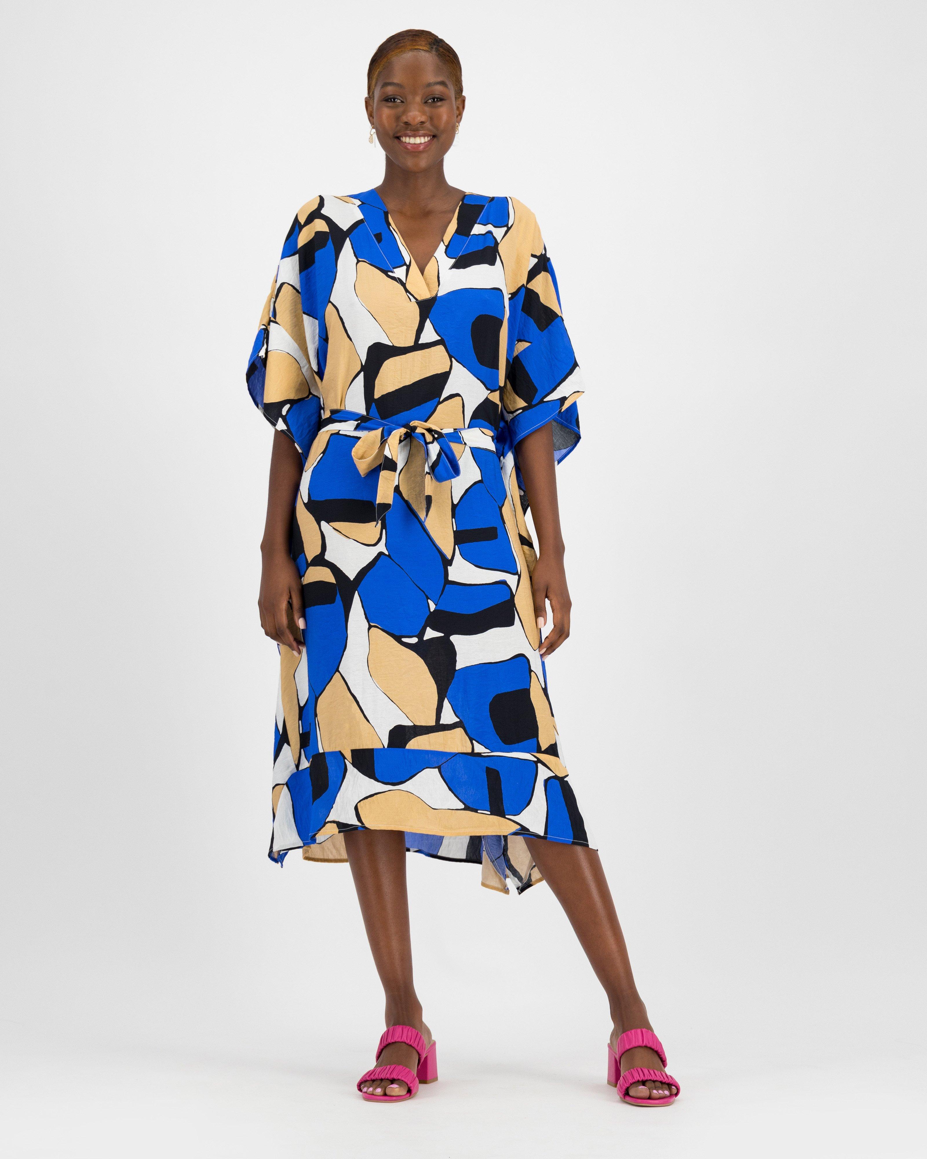 Emory Abstract Print Kaftan -  milk