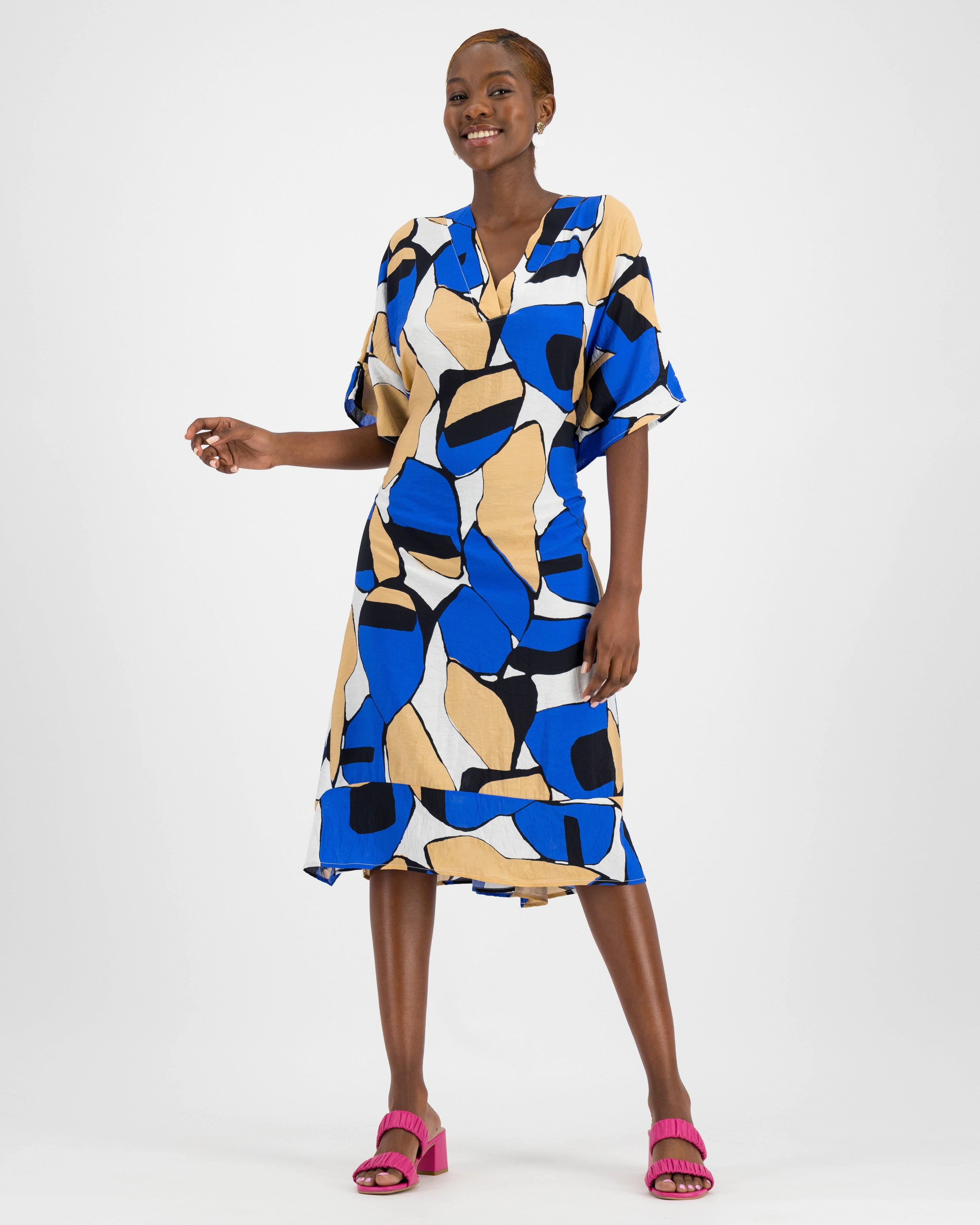 Emory Abstract Print Kaftan -  milk