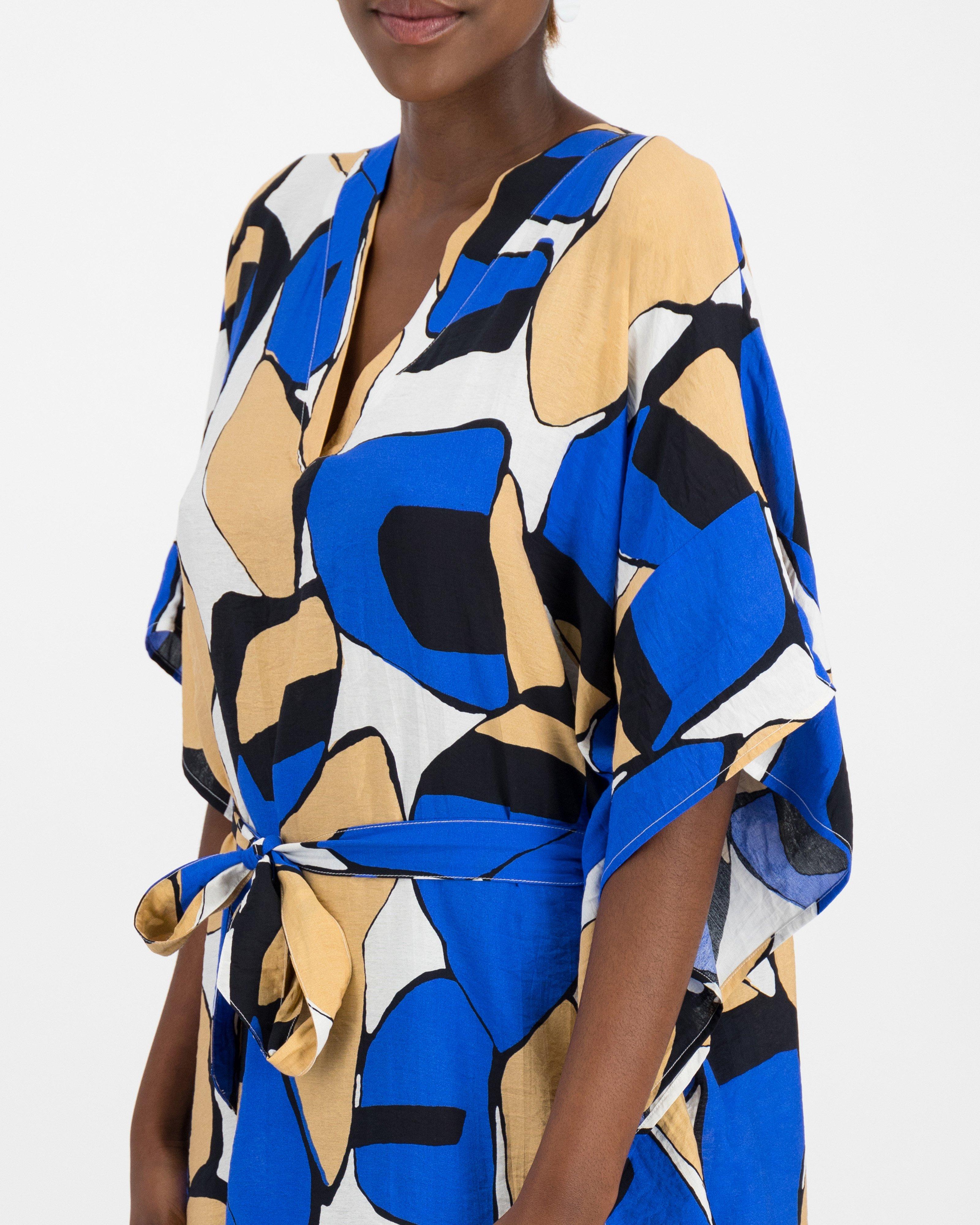 Emory Abstract Print Kaftan -  milk