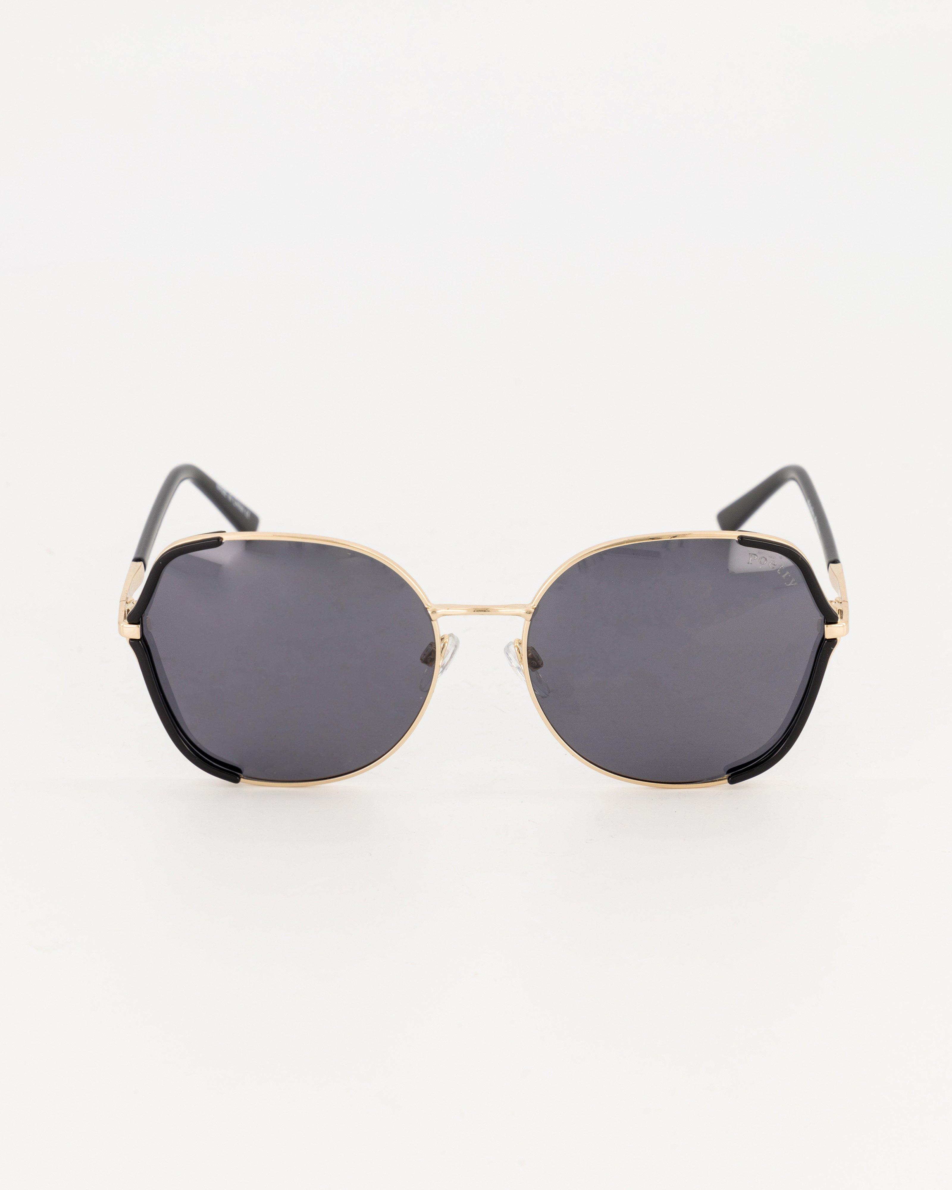 Polarised Metal Framed Round Sunglasses -  black