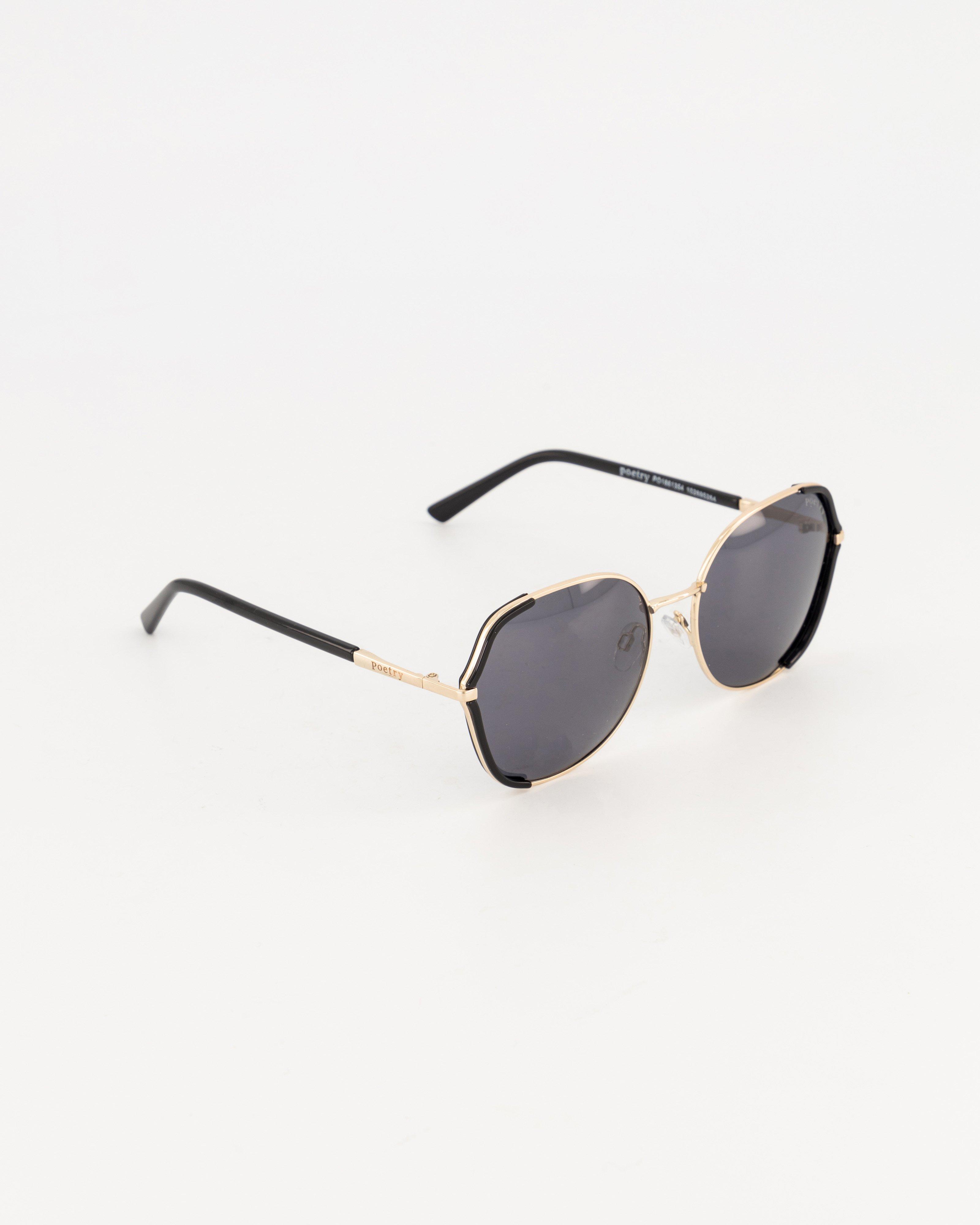 Polarised Metal Framed Round Sunglasses -  black