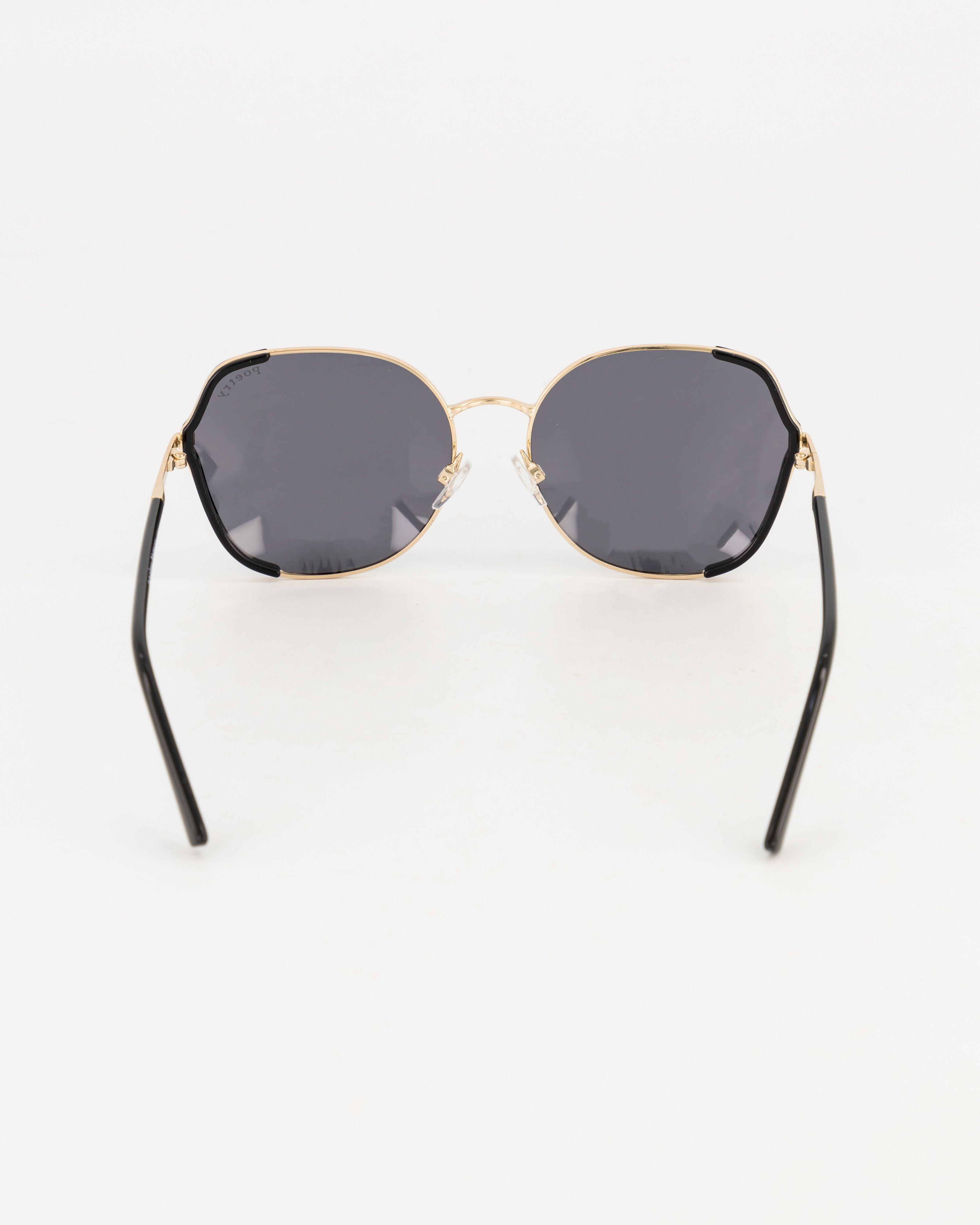 Polarised Metal Framed Round Sunglasses -  black