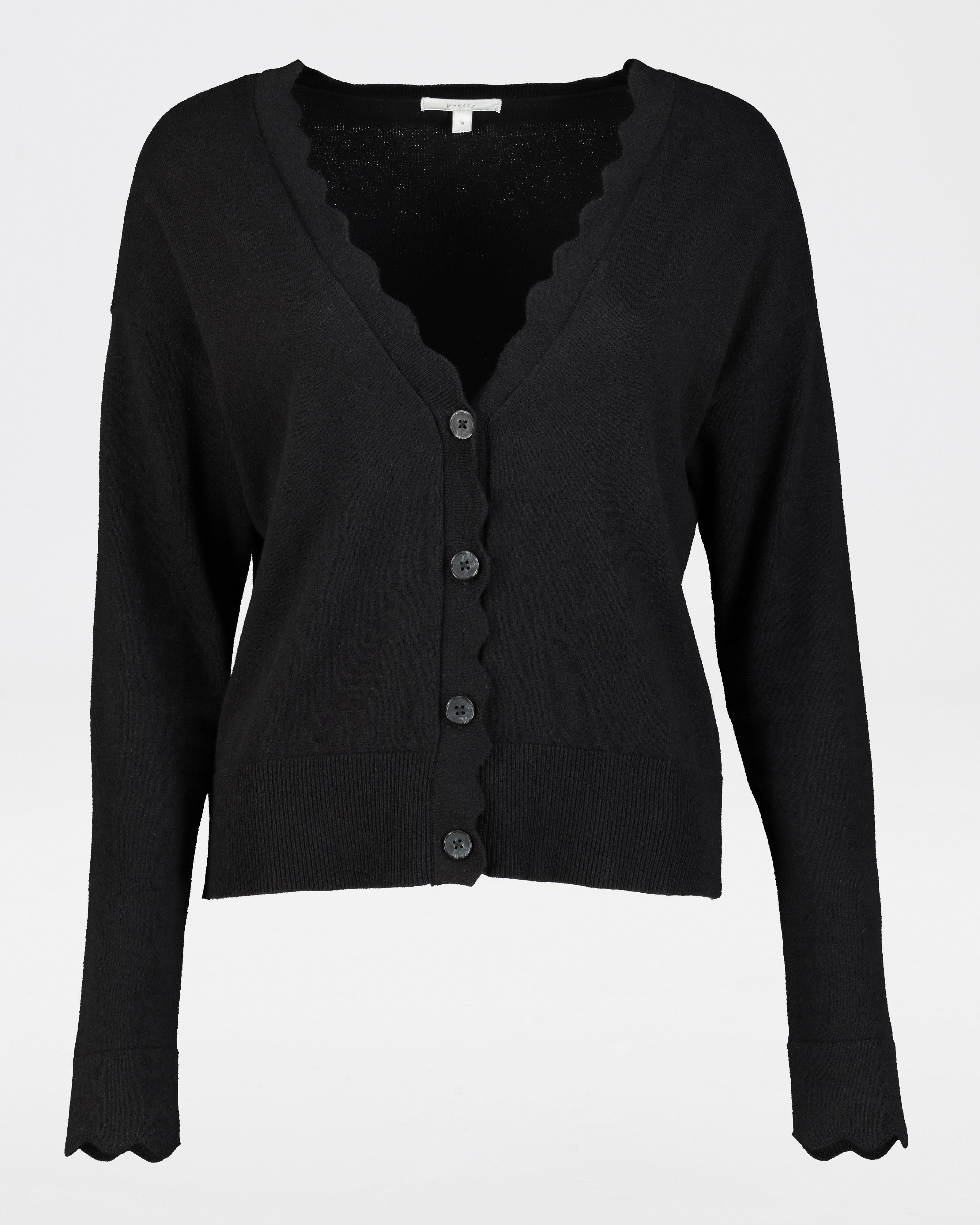 Poetry Grace Scalloped Cardigan -  black