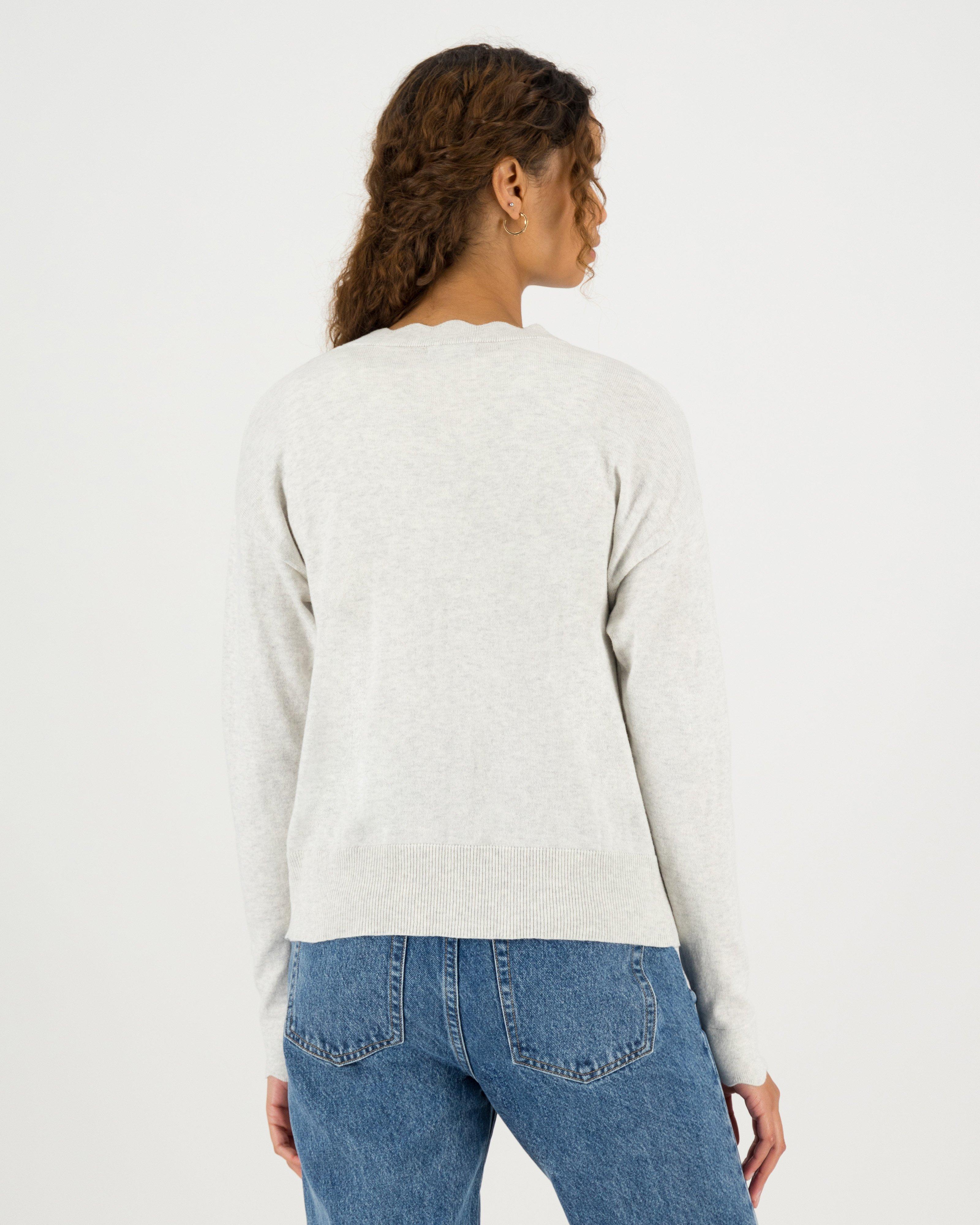 Poetry Grace Scalloped Cardigan -  stone