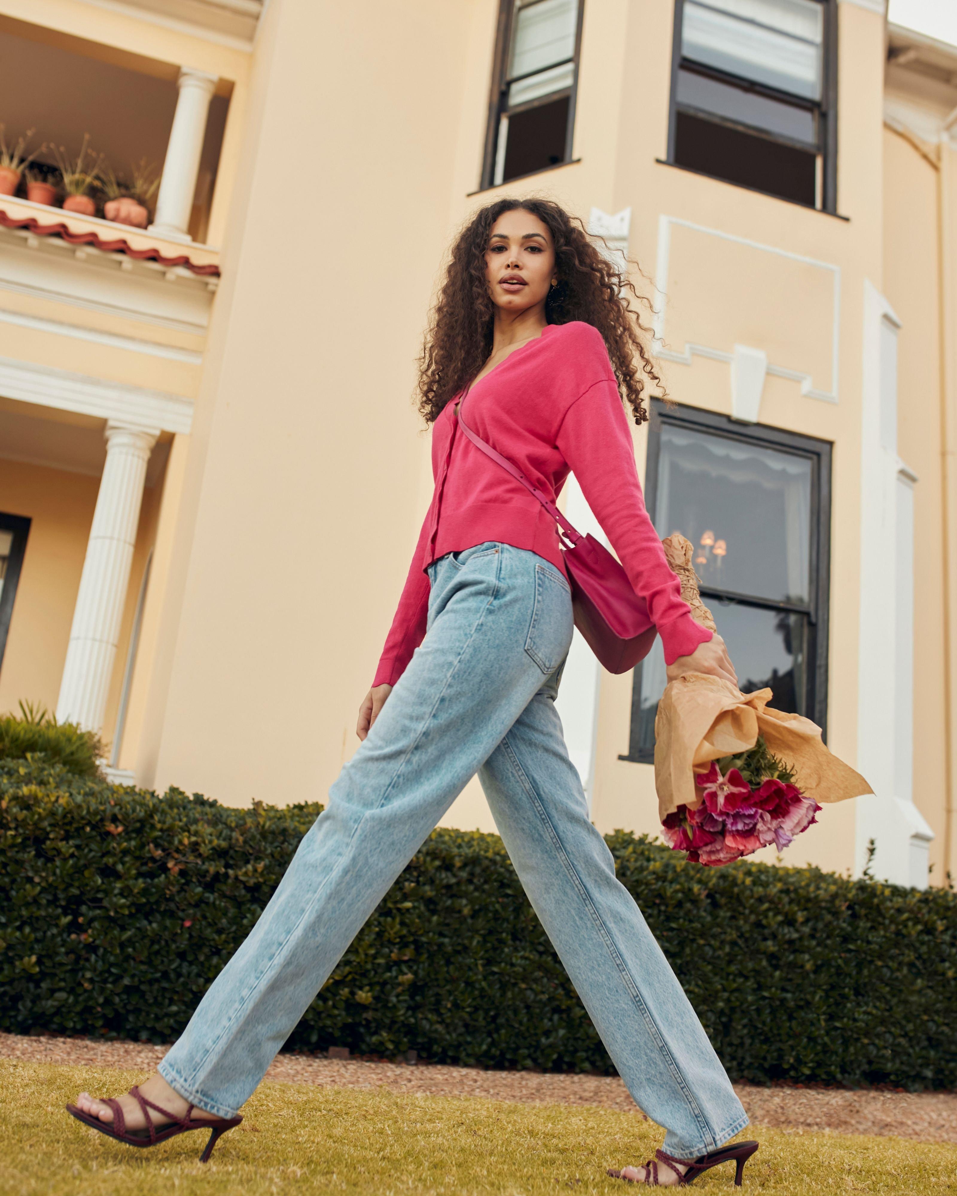 Poetry Grace Scalloped Cardigan -  pink