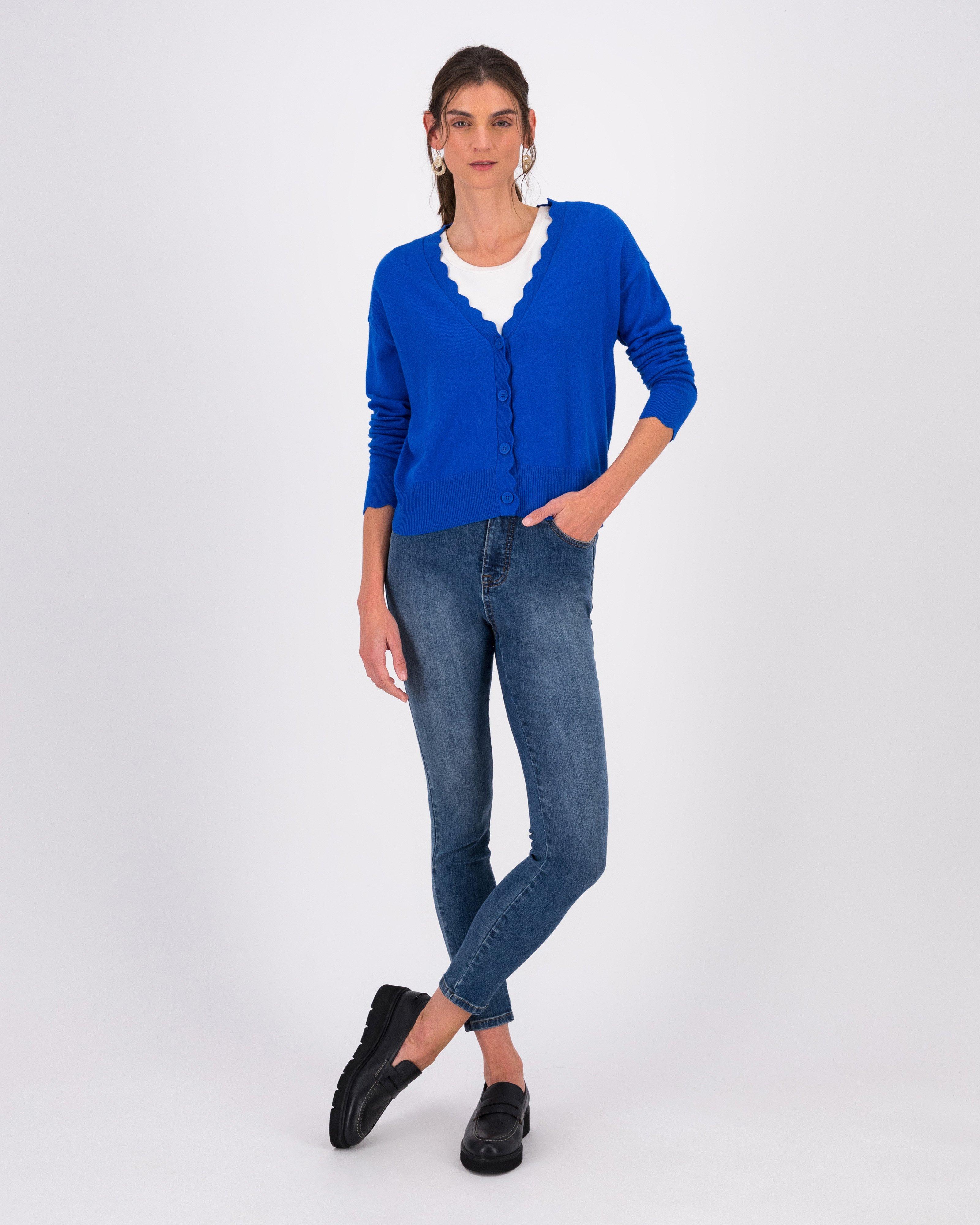 Poetry Grace Scalloped Cardigan -  midblue