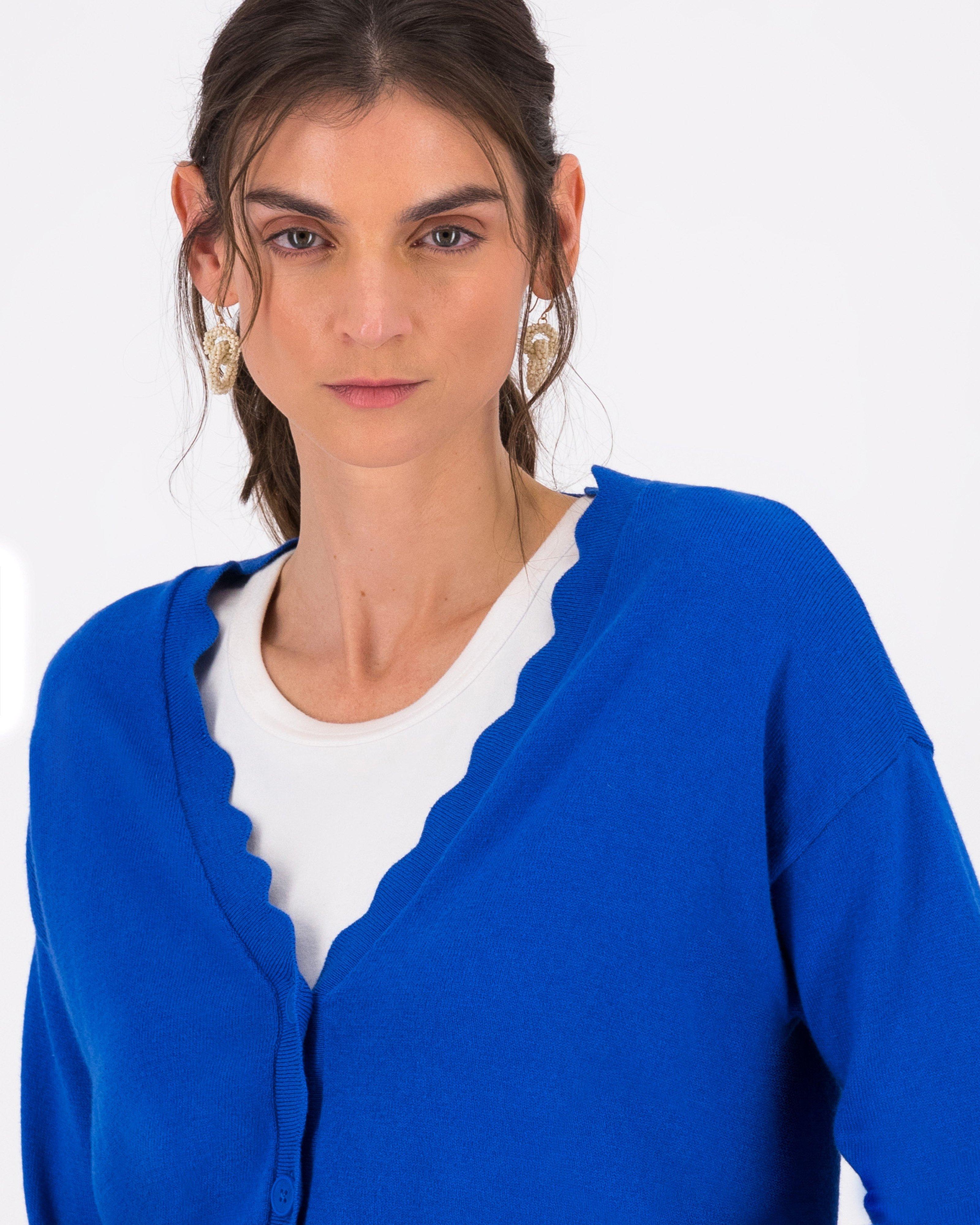 Poetry Grace Scalloped Cardigan -  midblue