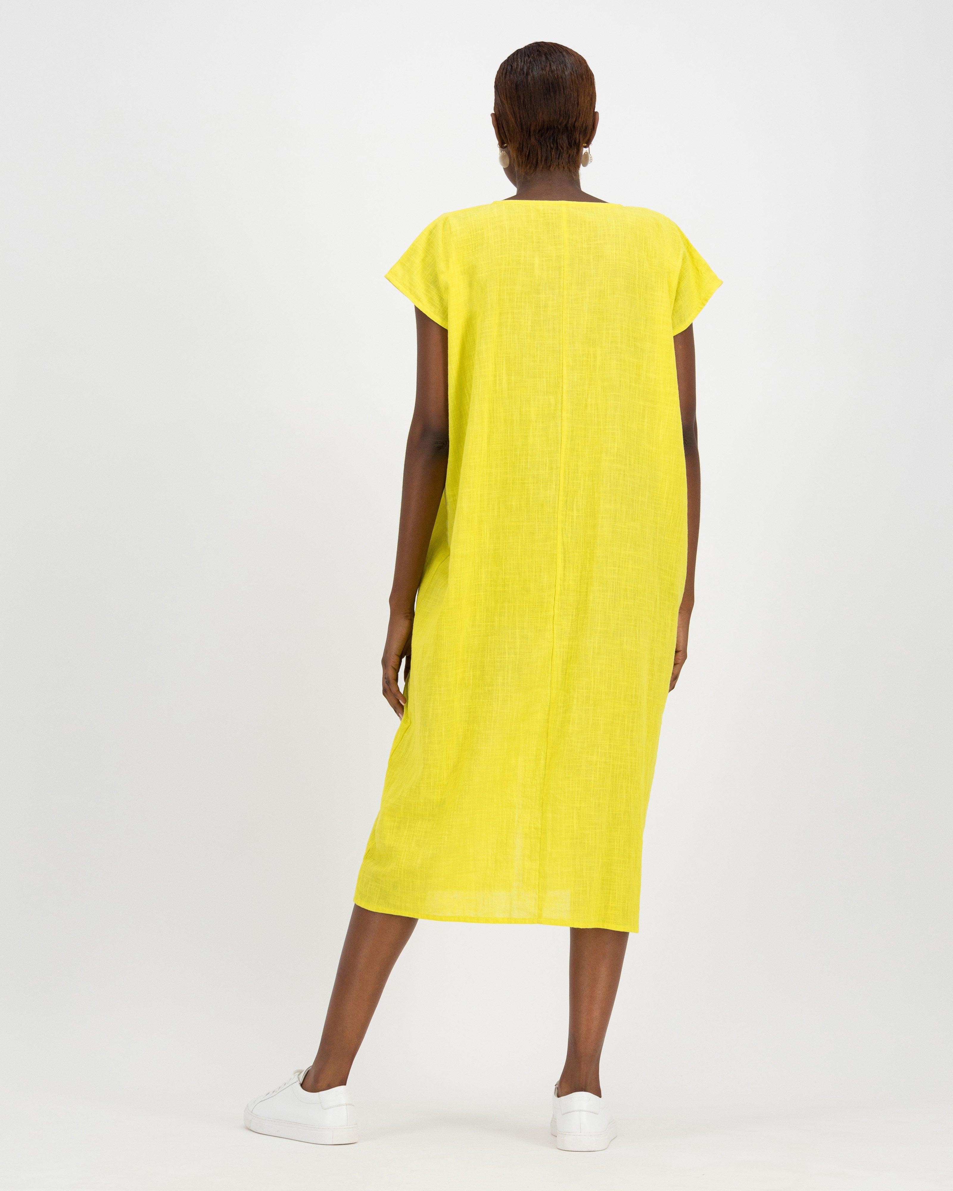 Edith Long Cotton Kaftan -  yellow