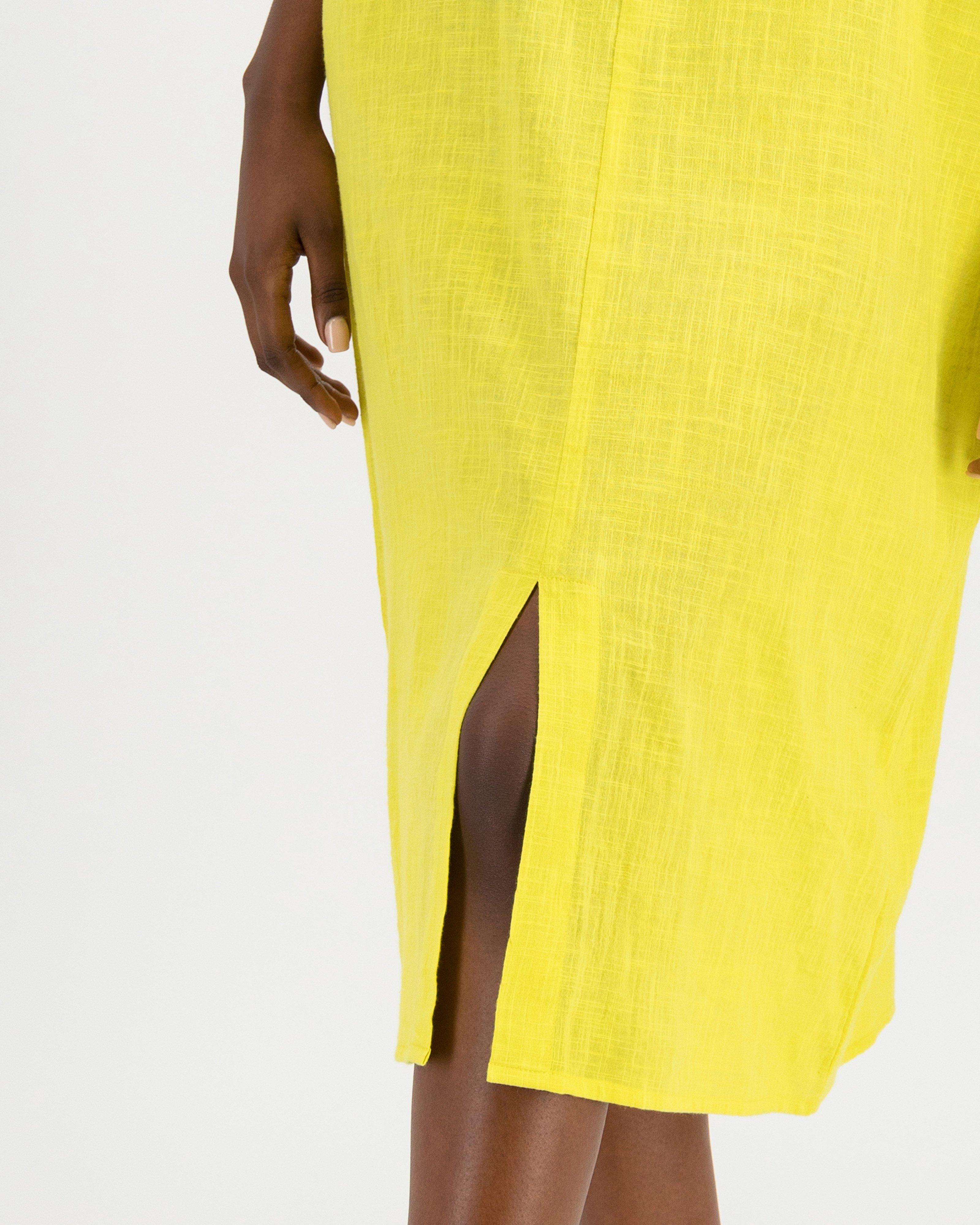 Edith Long Cotton Kaftan -  yellow