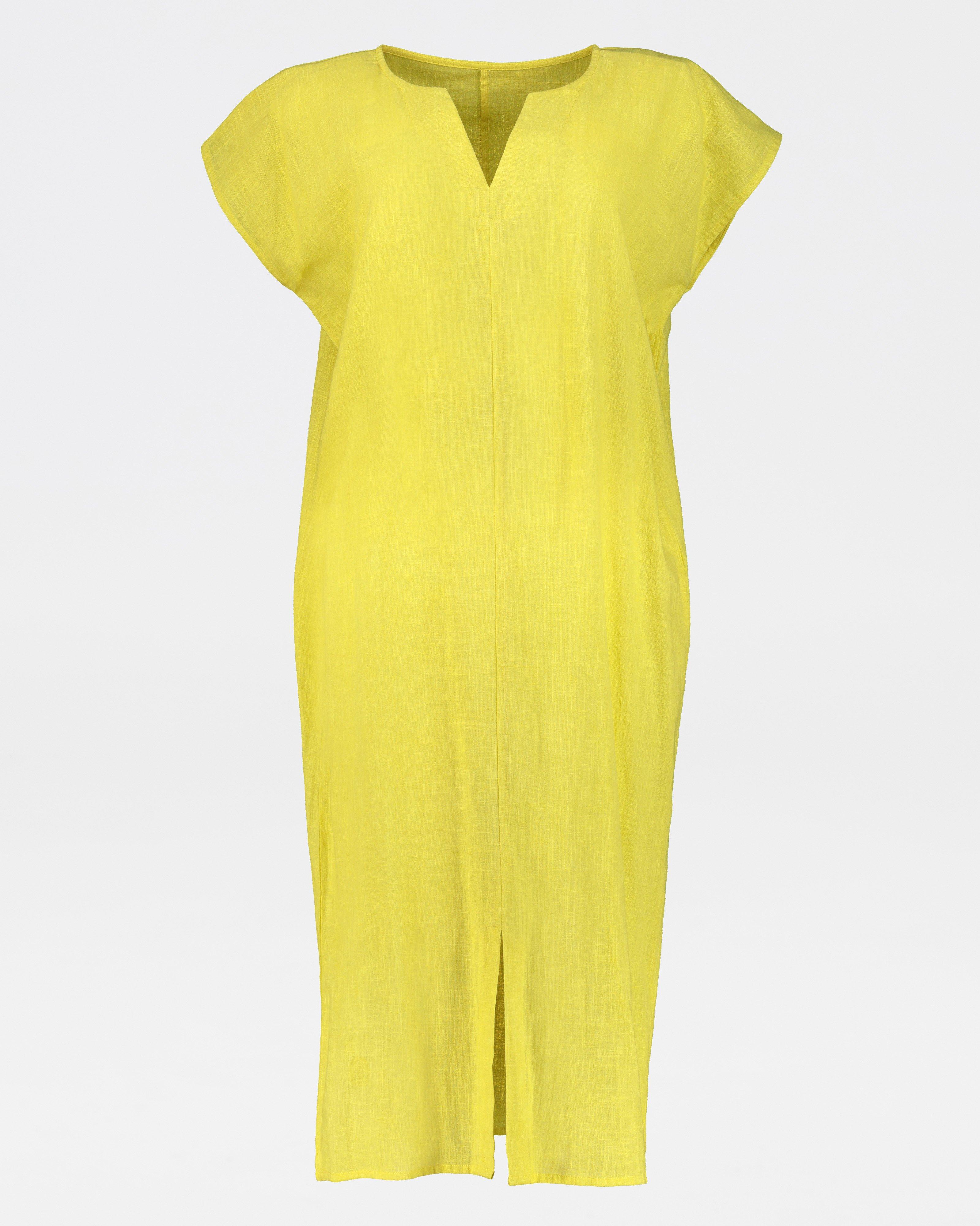 Edith Long Cotton Kaftan -  yellow