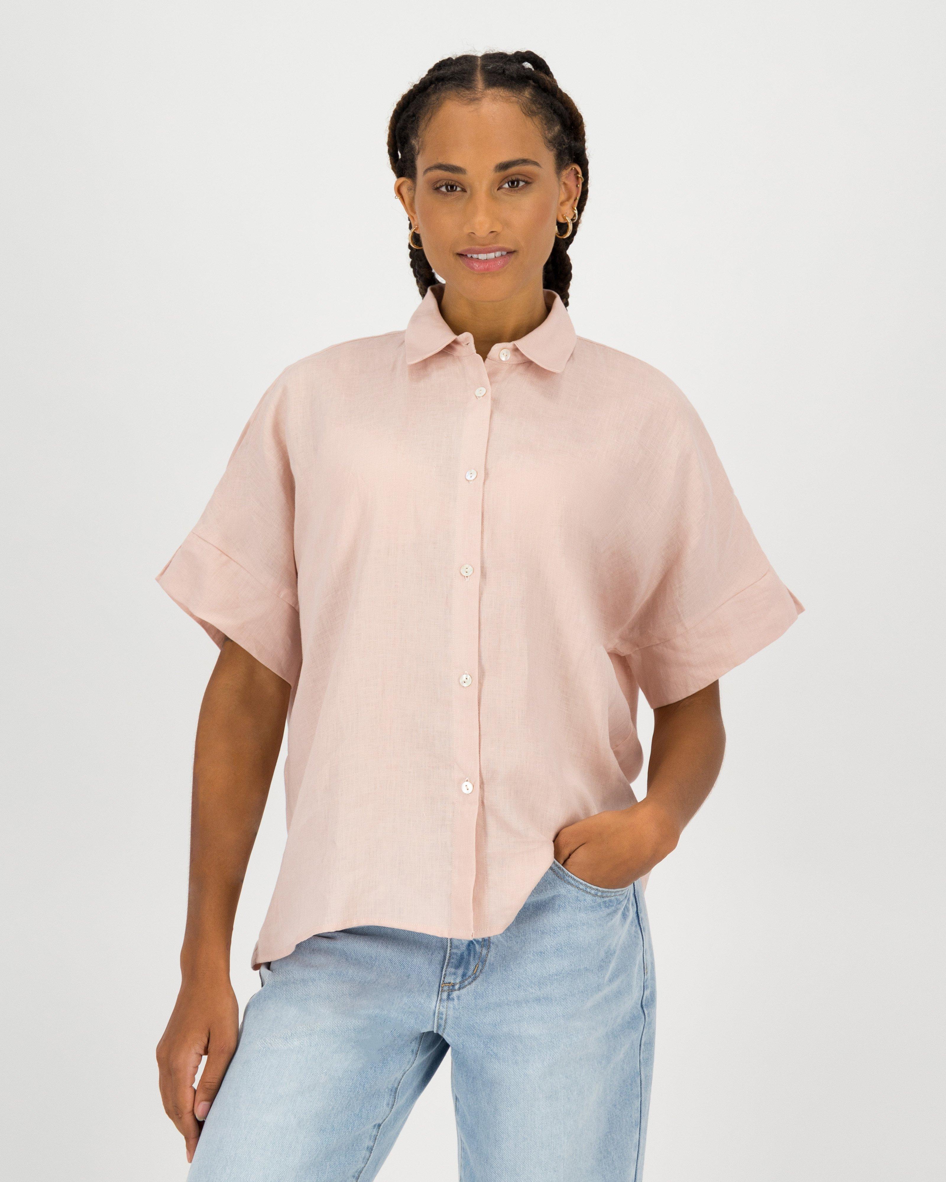 Jayla Linen Blouse -  pink