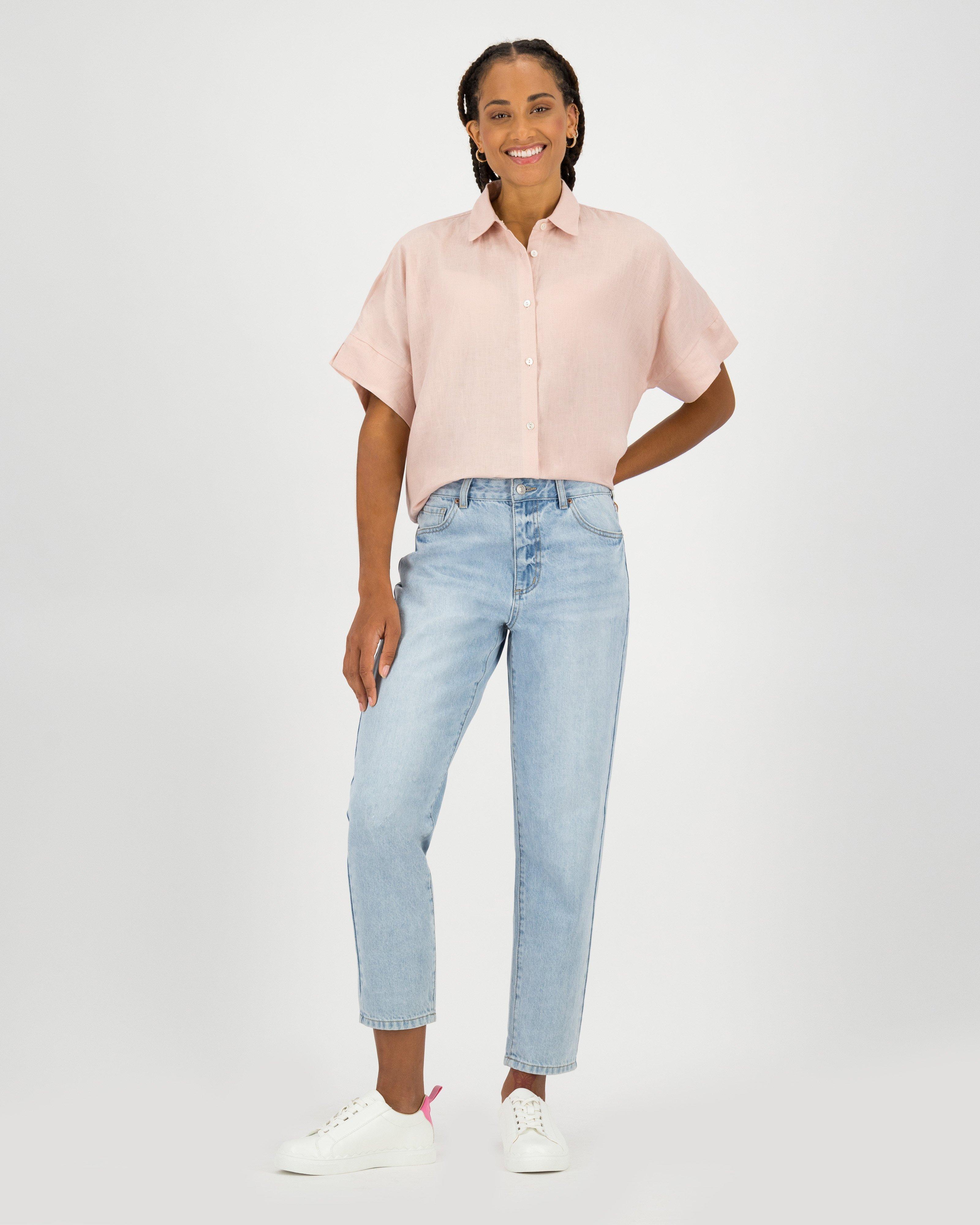 Jayla Linen Blouse -  pink