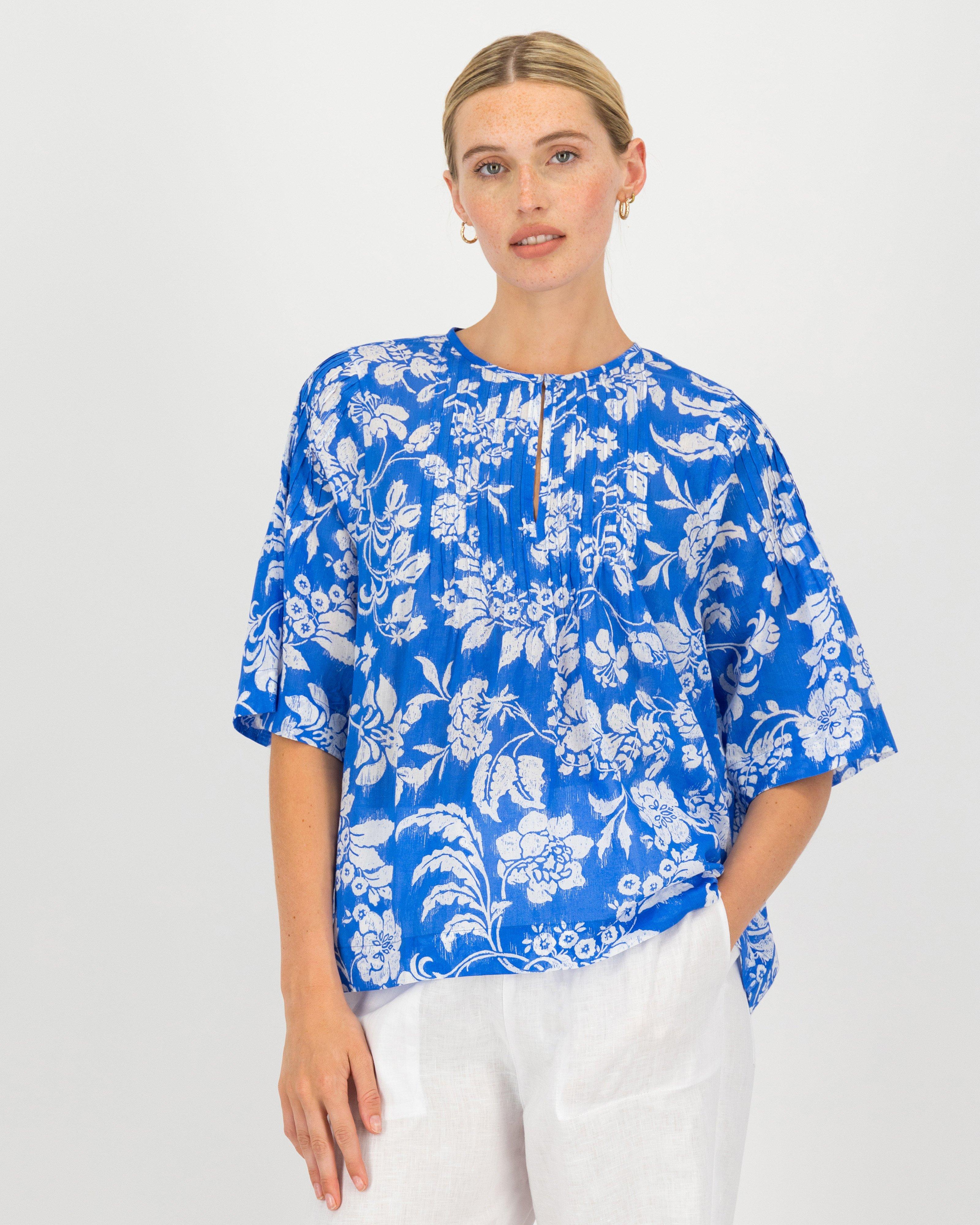 Nina Printed Blouse -  blue