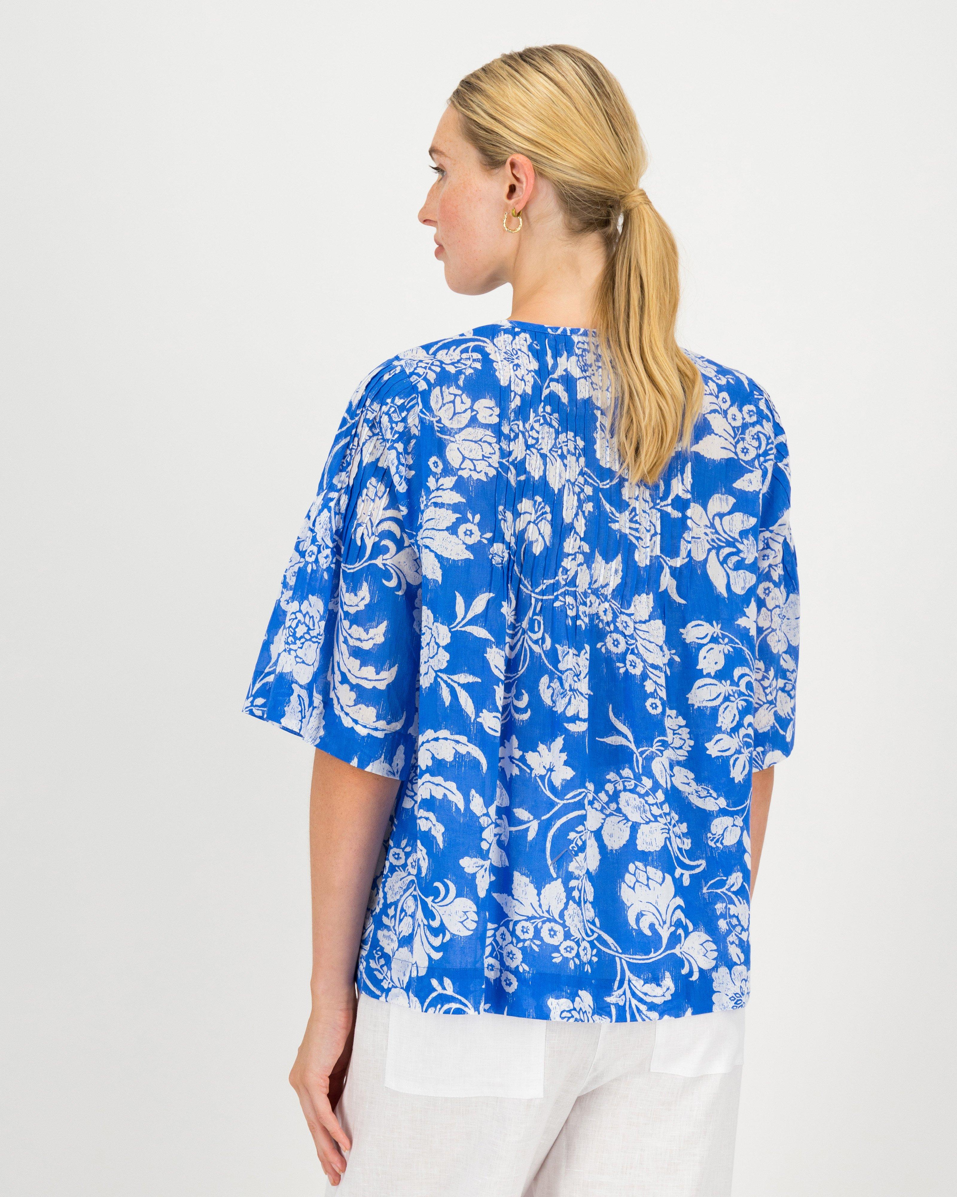 Nina Printed Blouse -  blue