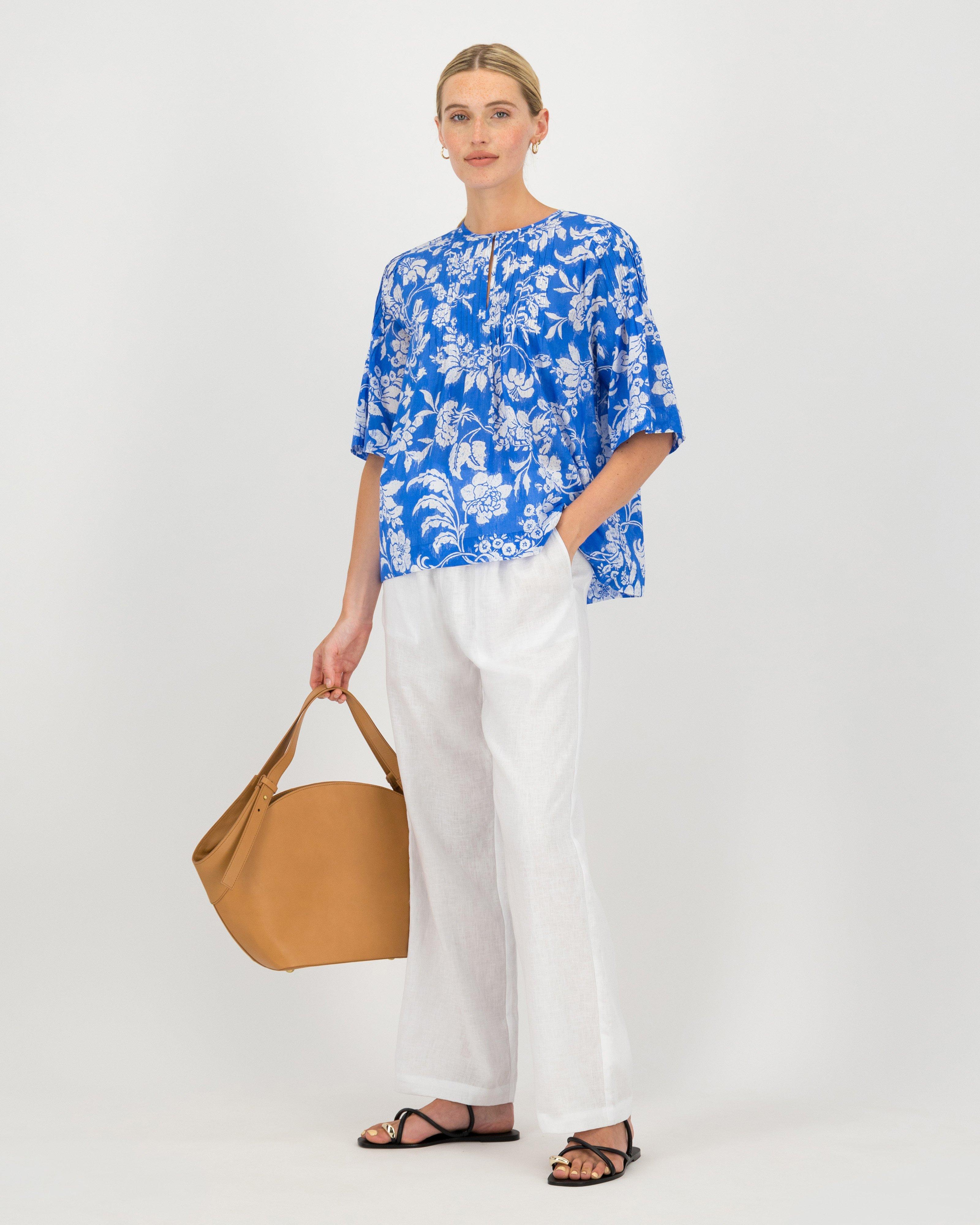 Nina Printed Blouse -  blue