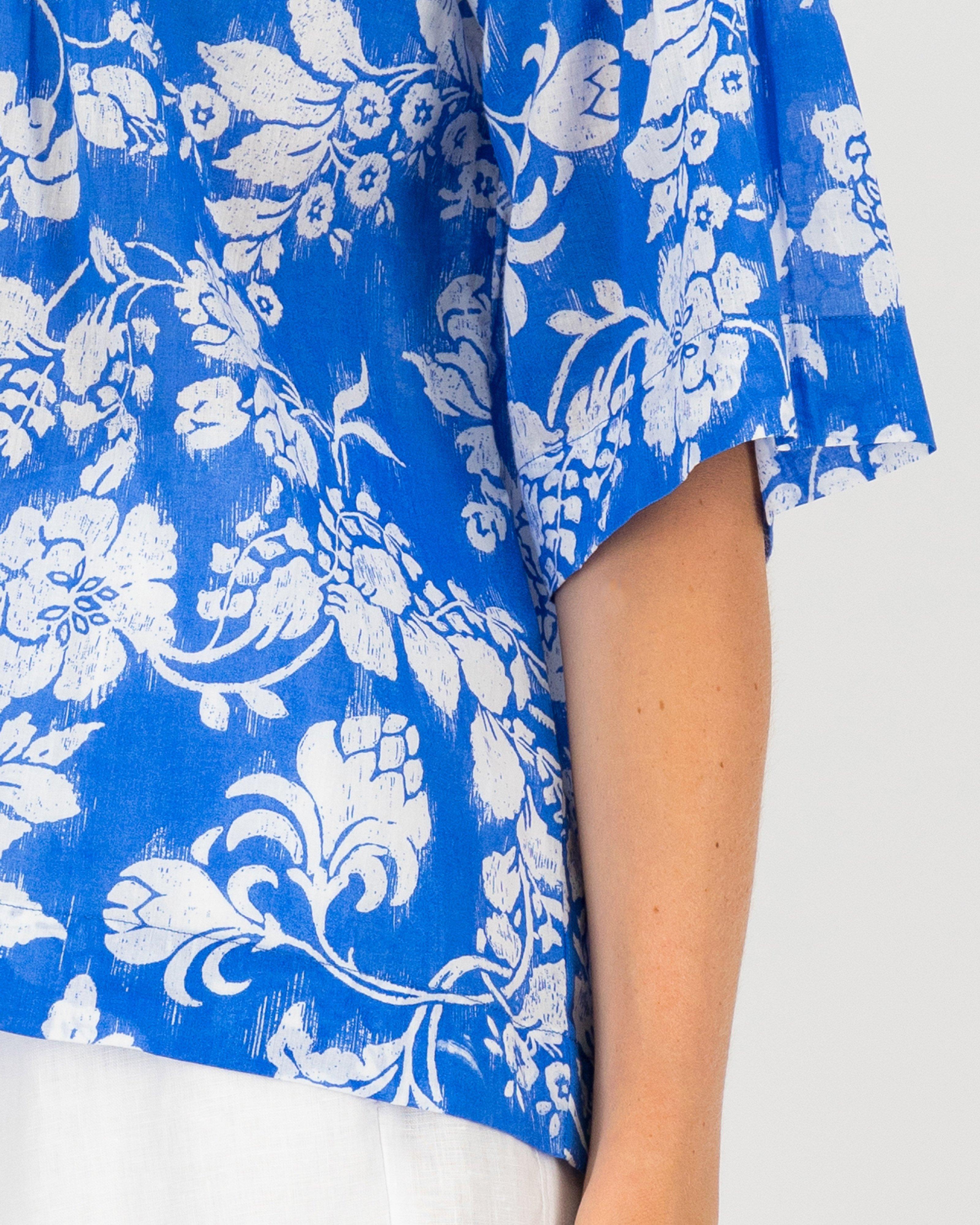 Nina Printed Blouse -  blue