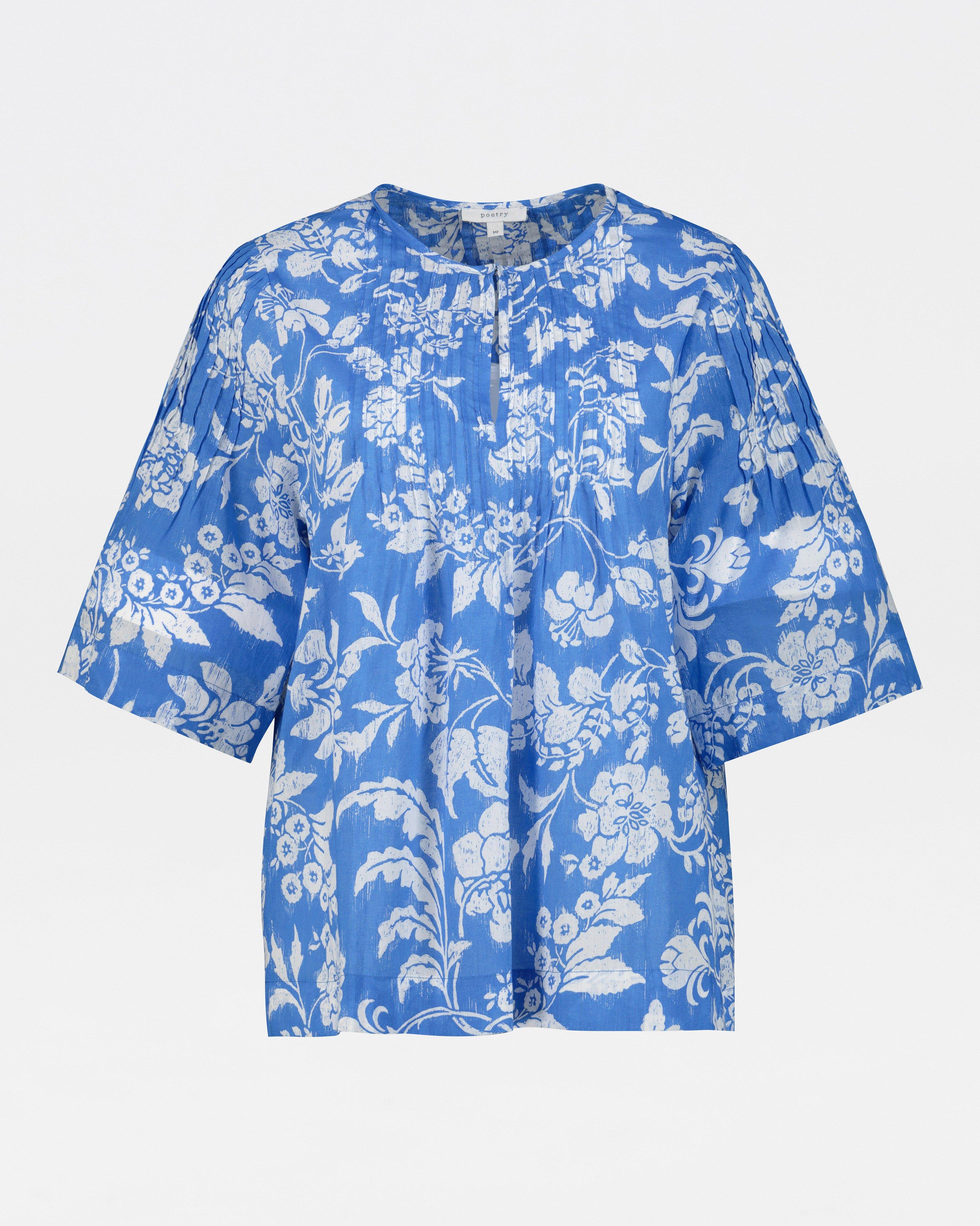 Nina Printed Blouse -  blue