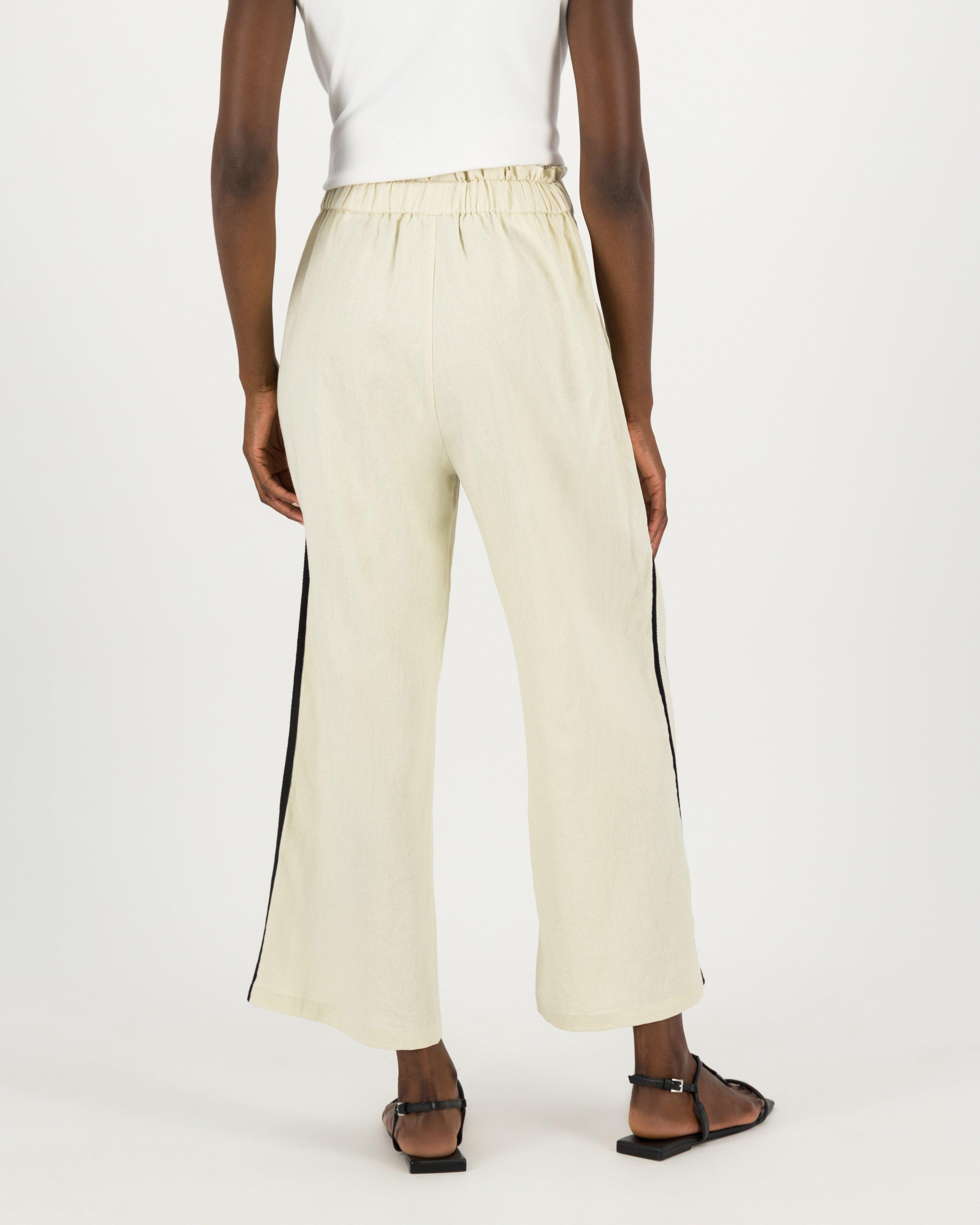 Aika Embroidered Linen Pants -  stone