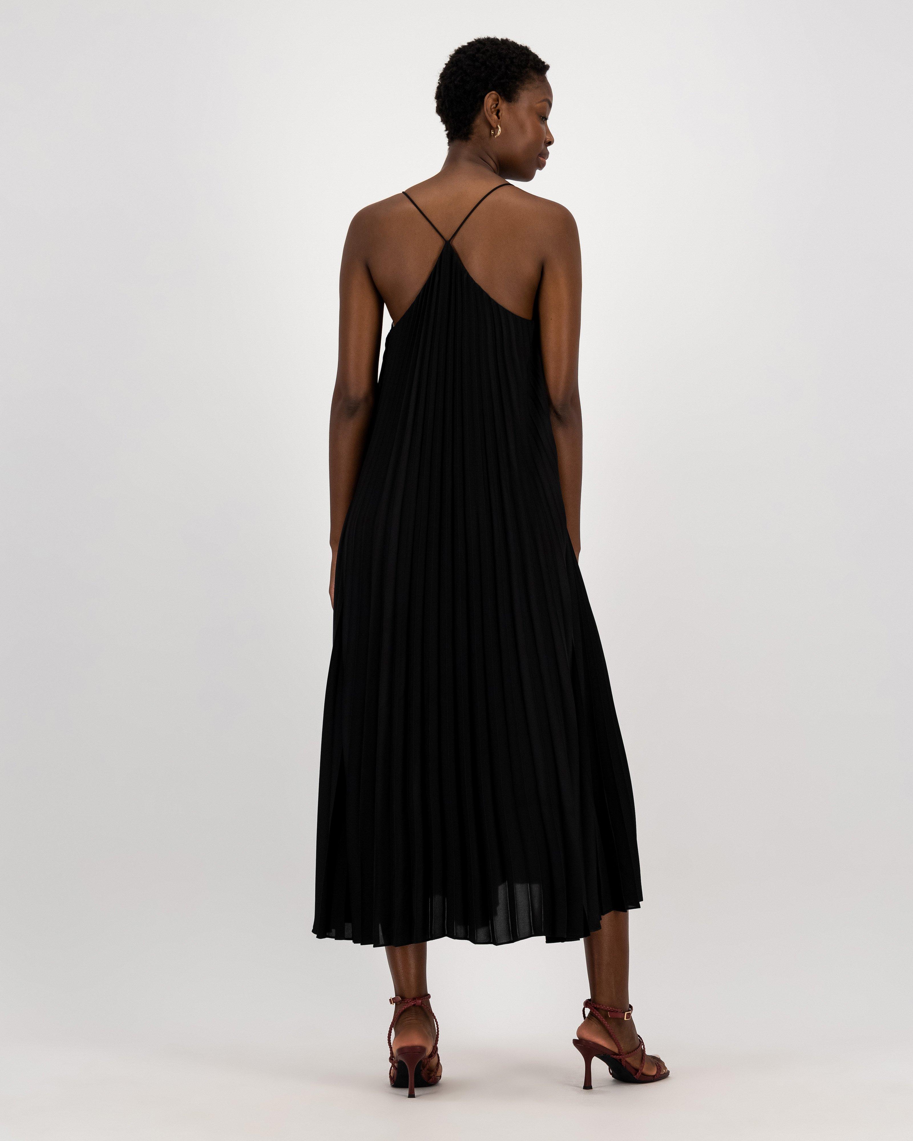 Stacy Pleated Dress -  black