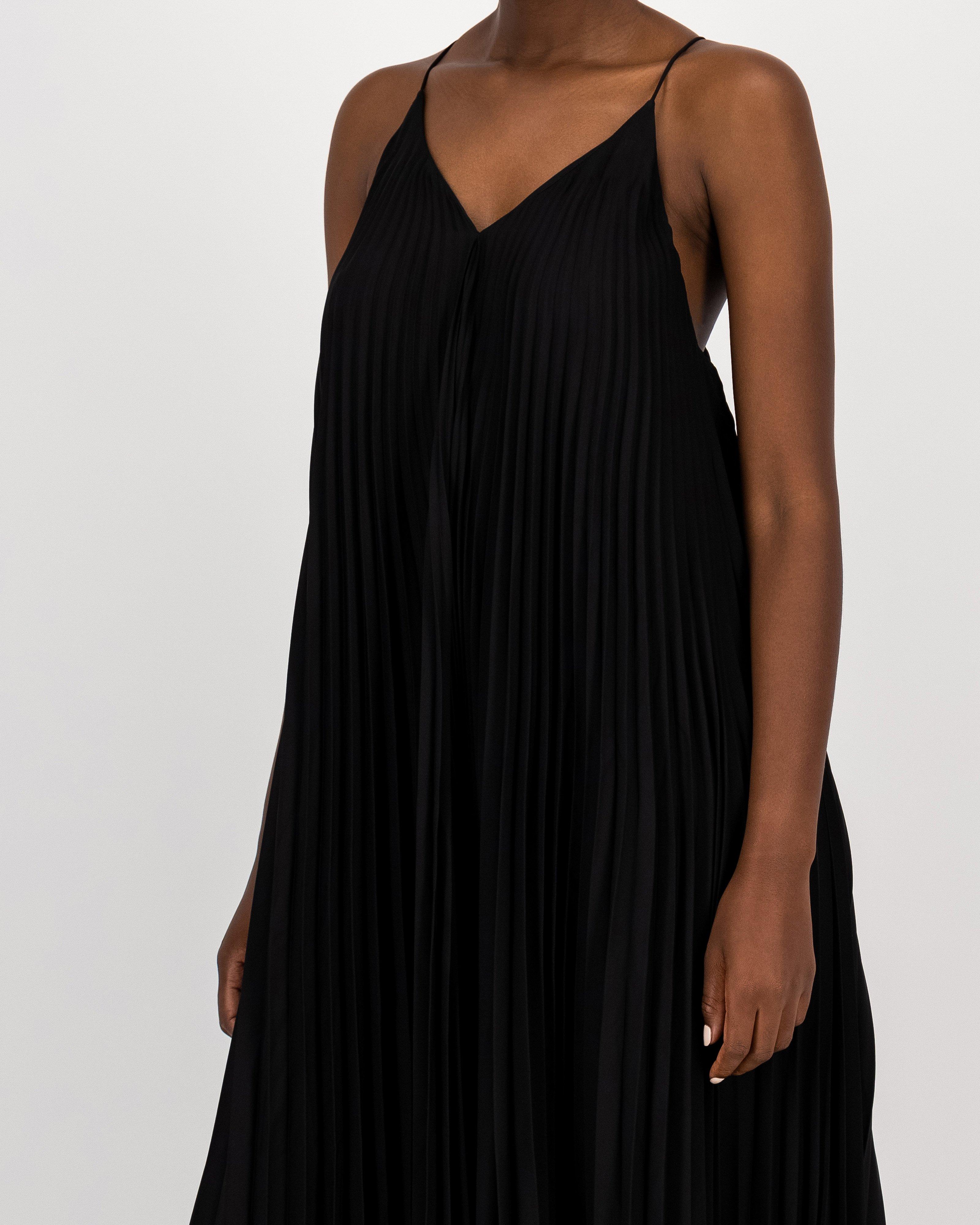 Stacy Pleated Dress -  black