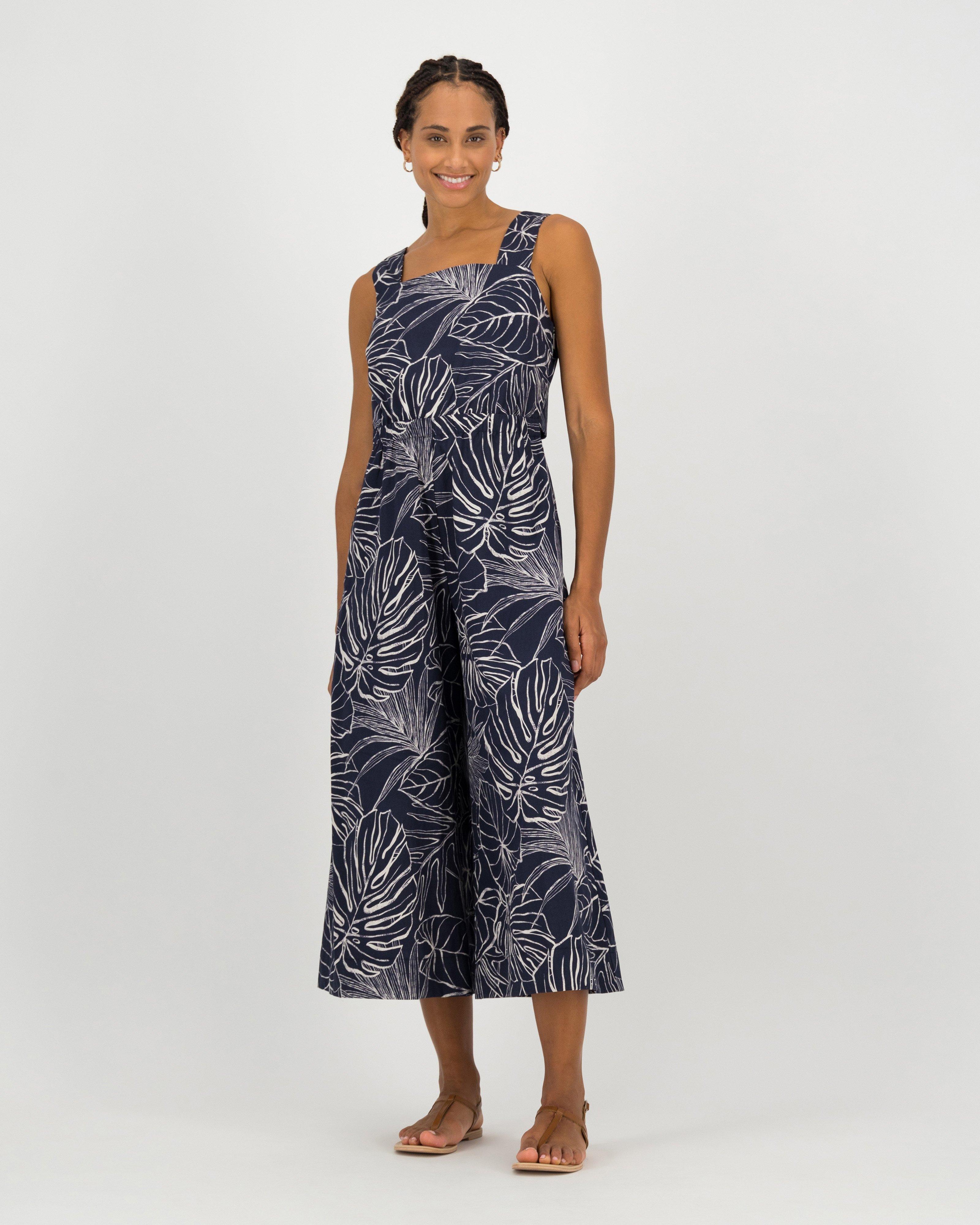 Vanessa Printed Jumpsuit -  navy